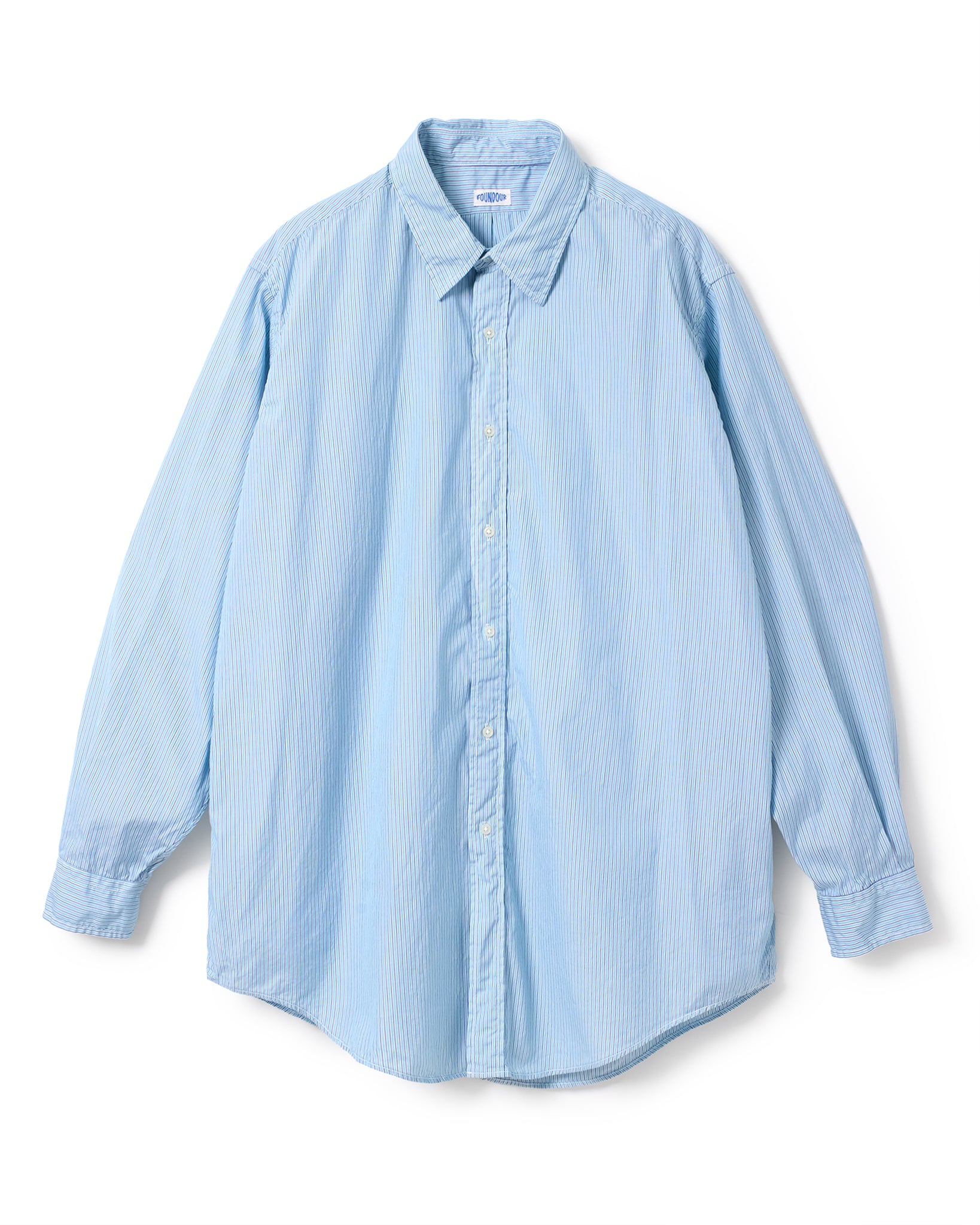 FOUNDOUR COTTON STRIPE REGULAR COLLAR SHIRT SAX STRIPE(ファウンダコットンストライプレギュラーカラーシャツサックスストライプ)|ONLINE BOUTIQUE(オンラインブティック)