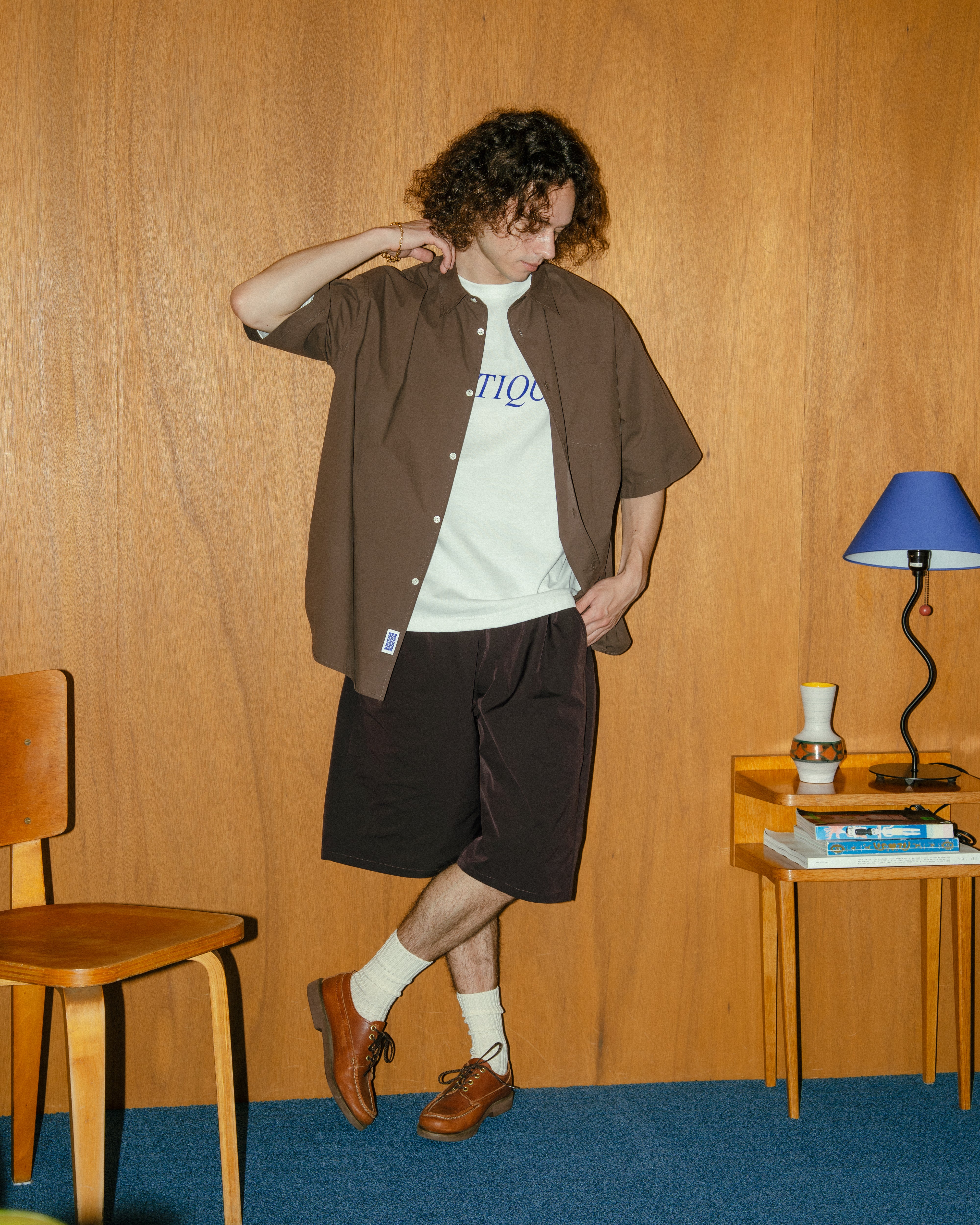 BOUTIQUE SHORT SLEEVE BOX SHIRT DARK BROWN(ブティックショートスリーブボックスシャツダークブラウン)|ONLINE BOUTIQUE(オンラインブティック)
