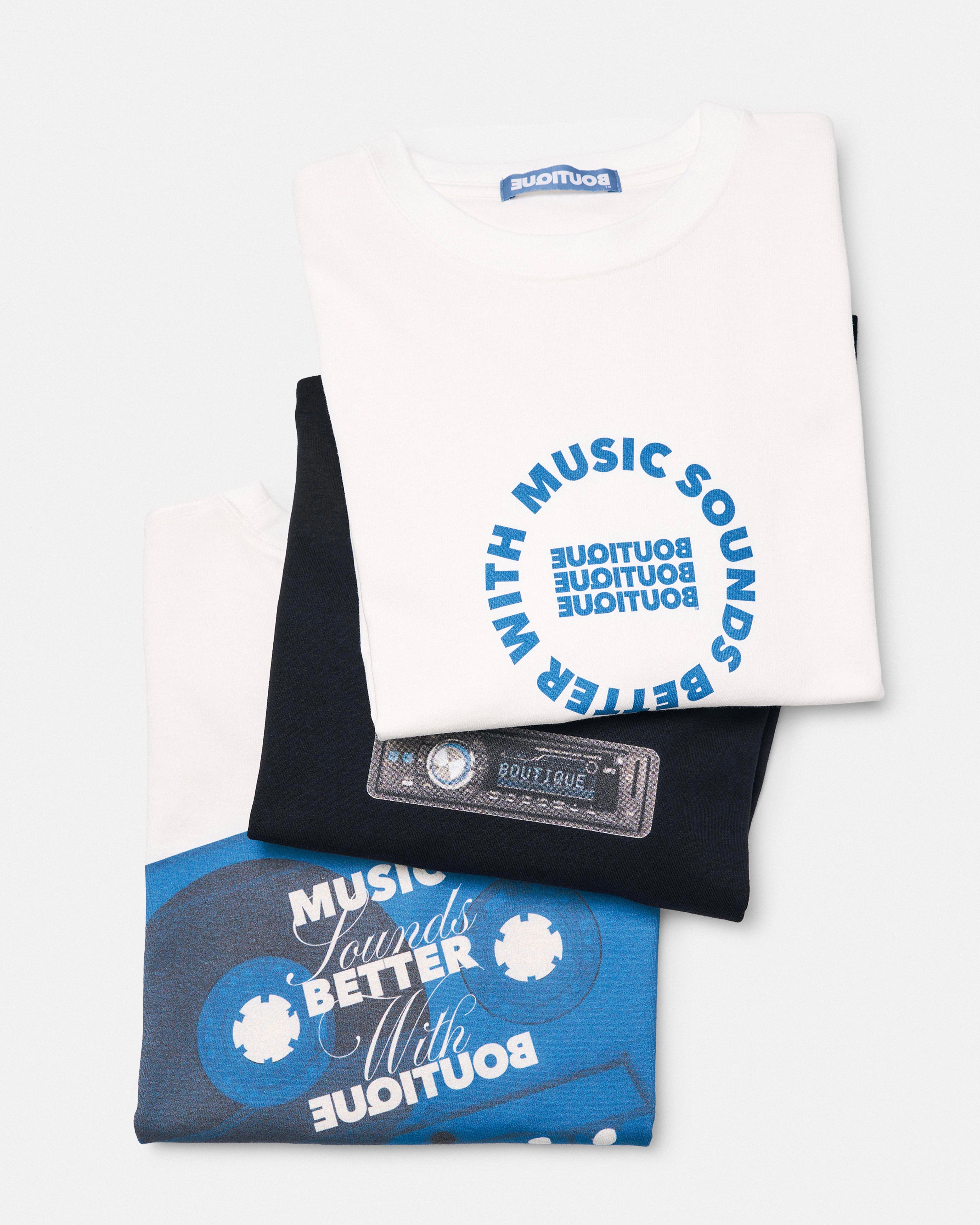 MUSIC SOUNDS BETTER WITH BOUTIQUE TEE WHITE(ミュージックサウンドベターウィズブティックTシャツホワイトホワイト)|ONLINE BOUTIQUE(オンラインブティック)
