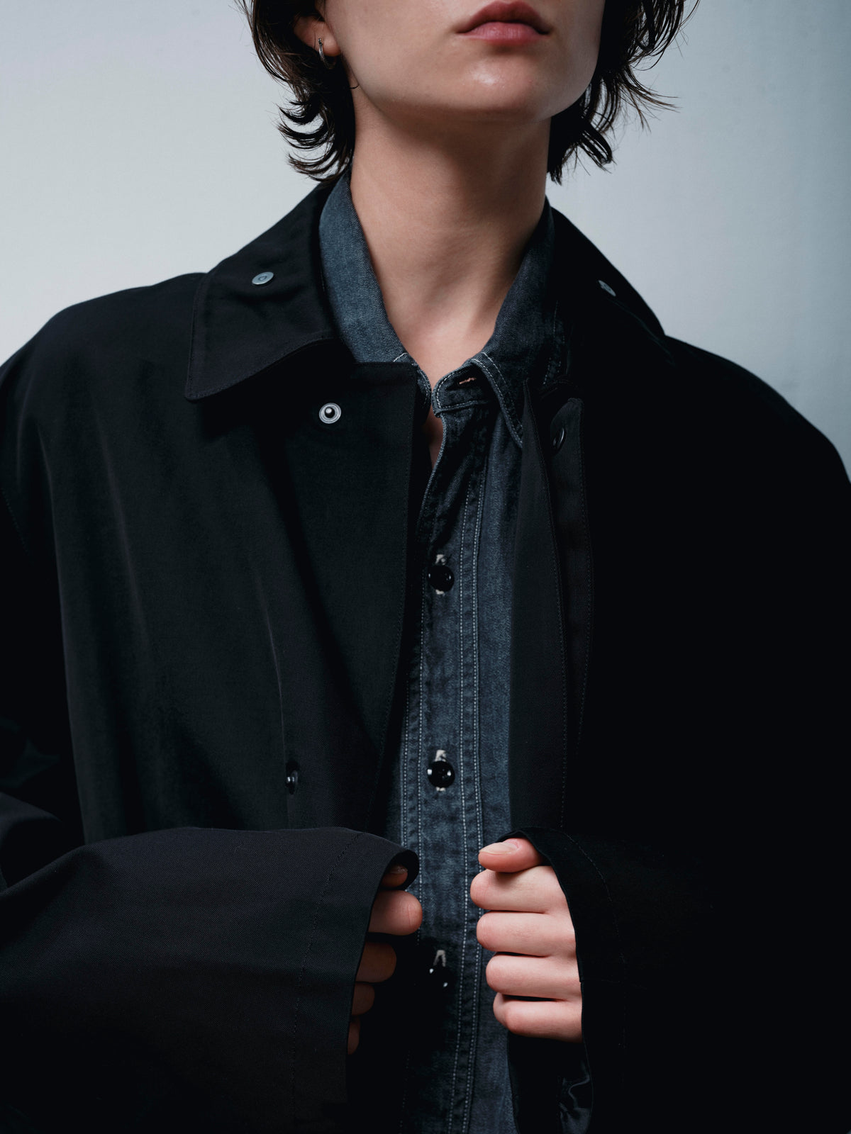 FOUNDOUR COTTON VISCOSE OVERCOAT BLACK(ファウンダコットンコーデュロイビスコースオーバーコートブラック)|ONLINE BOUTIQUE(オンラインブティック)