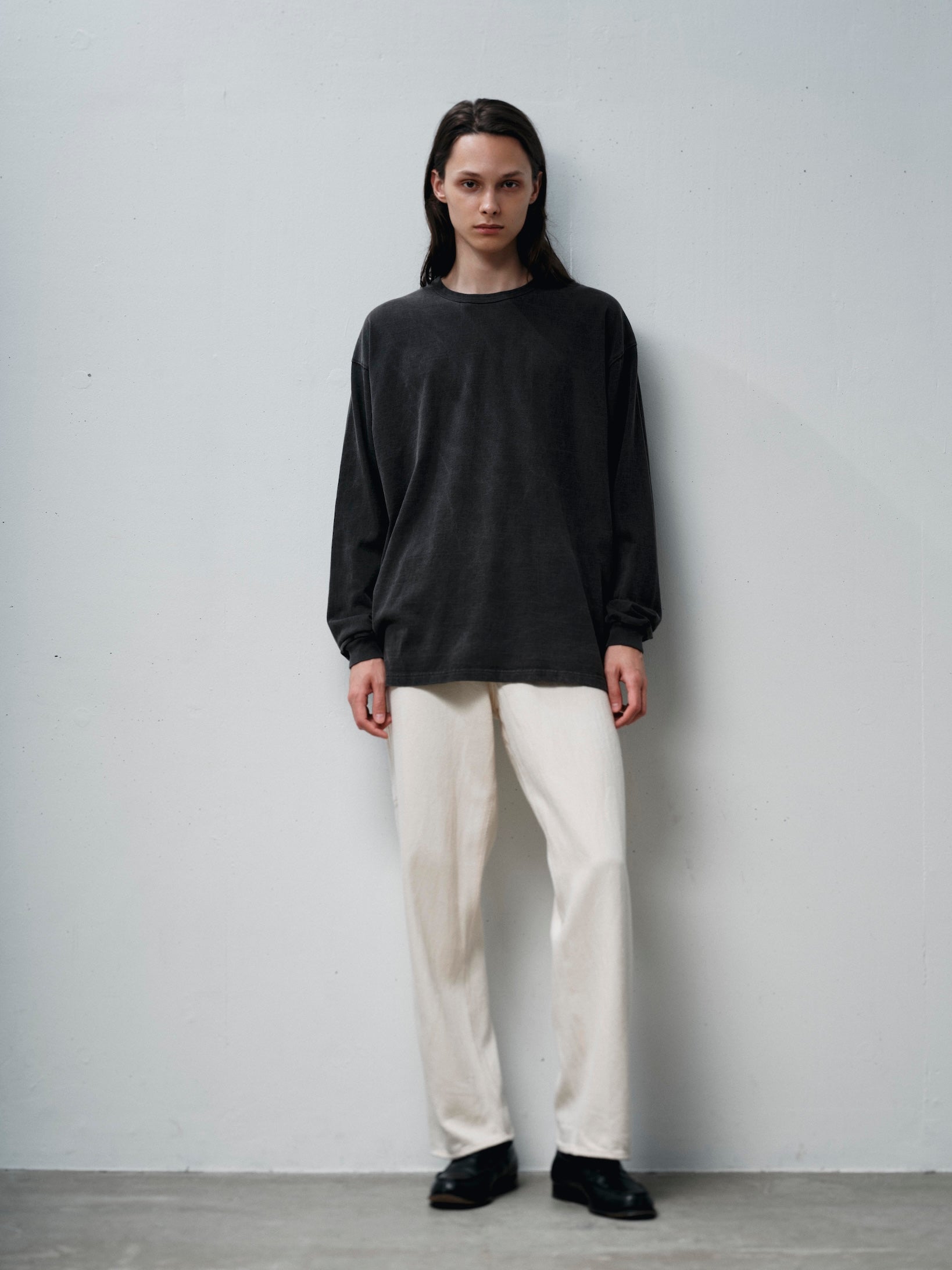 FOUNDOUR COTTON BD FADE LONG SLEEVE TEE BROWN(ファウンダコットンボタンダウンフェードロングスリーブTシャツブラウン)|ONLINE BOUTIQUE(オンラインブティック)