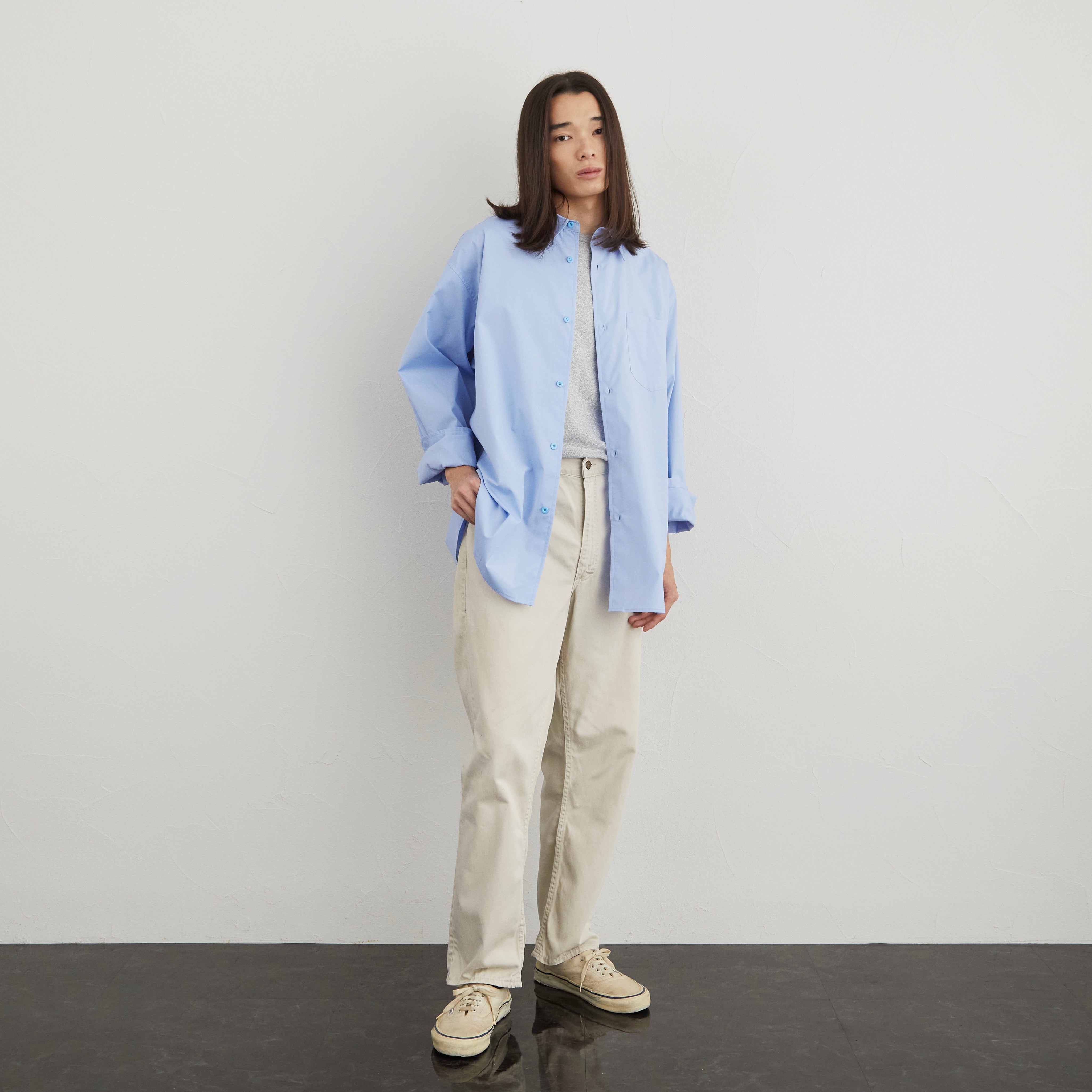 LONG SLEEVE BOX SHIRT BLUE(ロングスリーブボックスシャツブルー)|ONLINE BOUTIQUE(オンラインブティック)