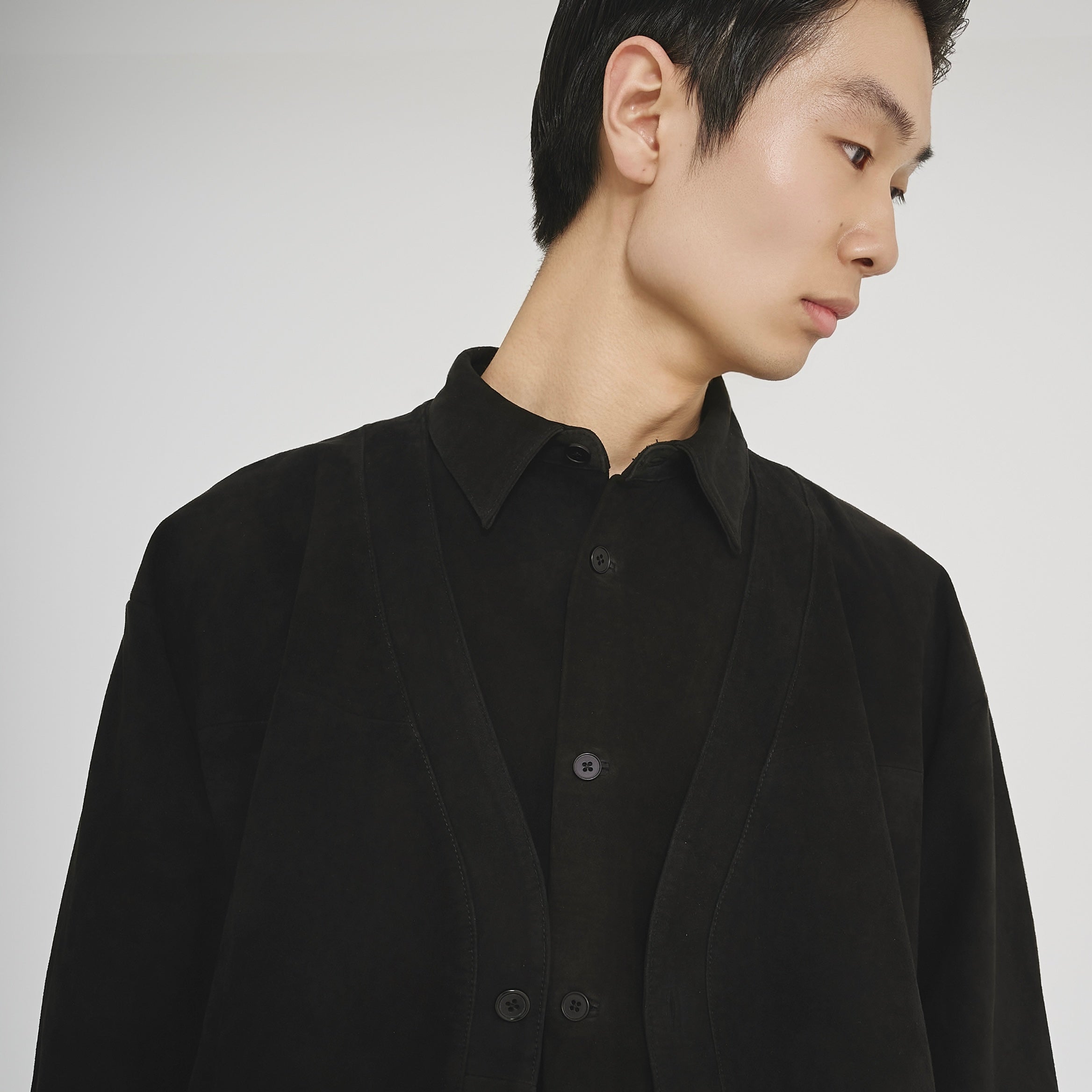 Morphee × BOUTIQUE  SUEDE BLACK SHIRT(モルフェ×ブティックスエードブラックシャツ)|ONLINE BOUTIQUE(オンラインブティック)