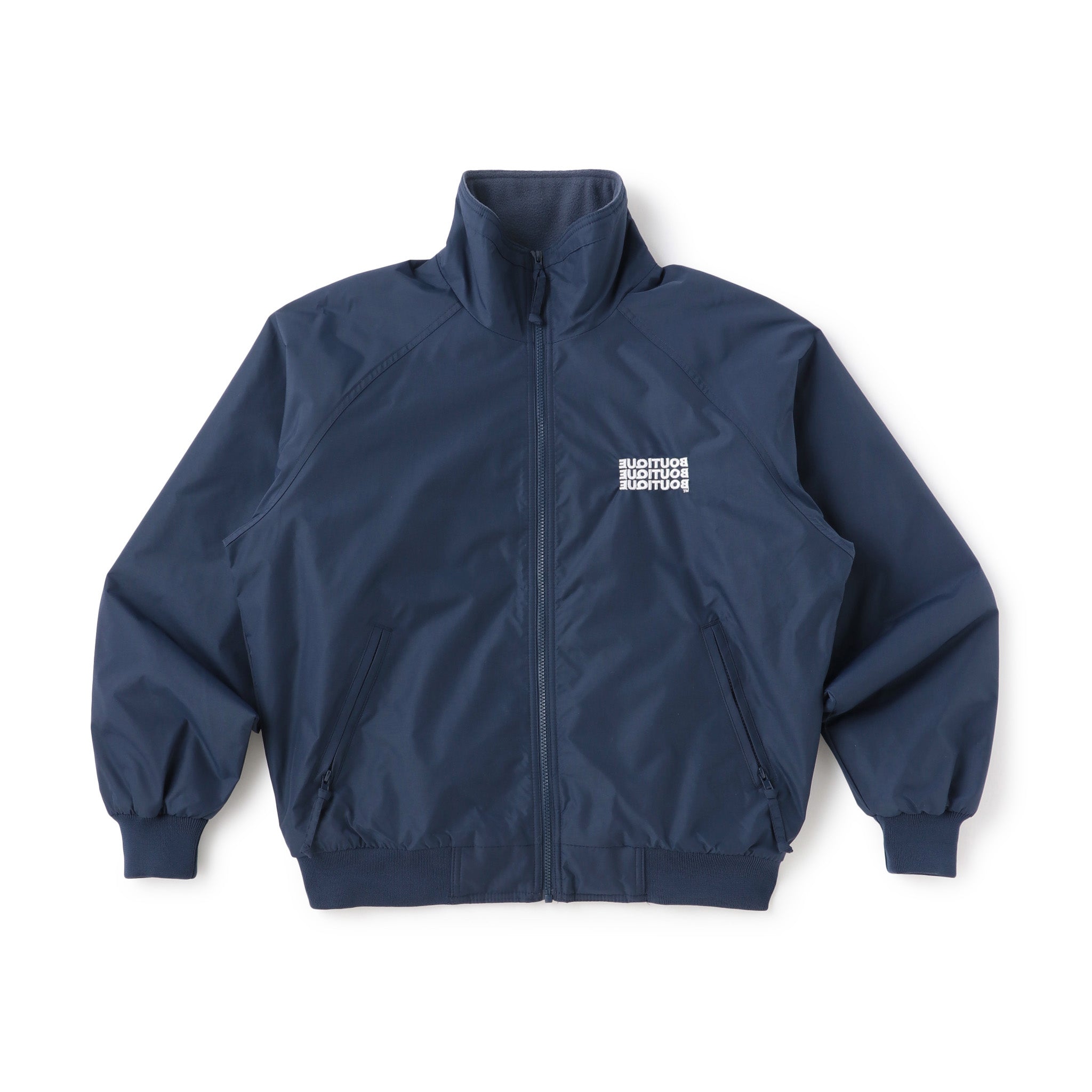 新品★BOUTIQUE NYLON×FLEECE スタンドカラージャケット　M BOUTIQUE NYLON × FLEECE STAND COLLAR NAVY（ブティックナイロン