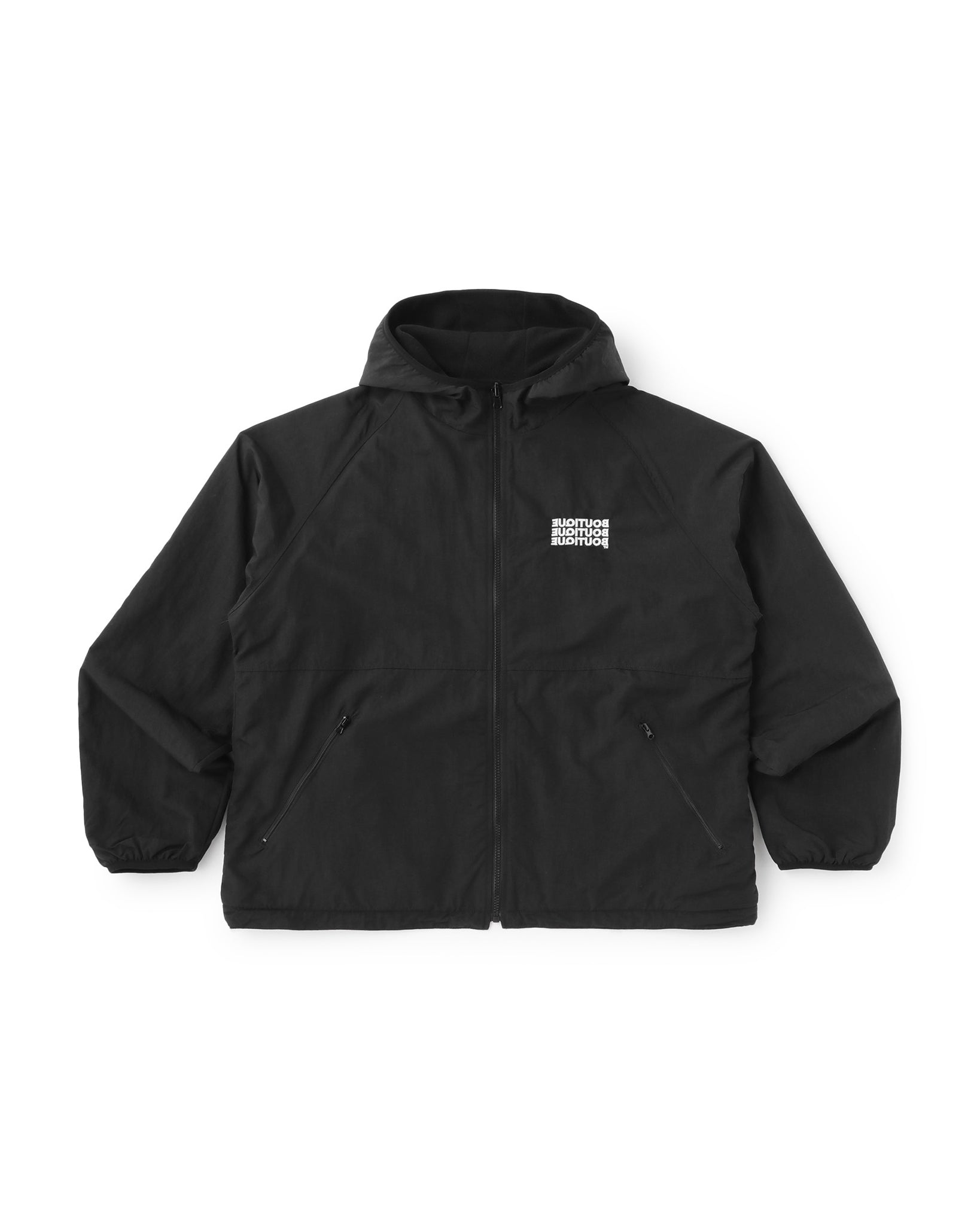 BOUTIQUE NYLON × FLEECE REVERSIBLE ZIP UP HOODIE BLACK（ブティック
