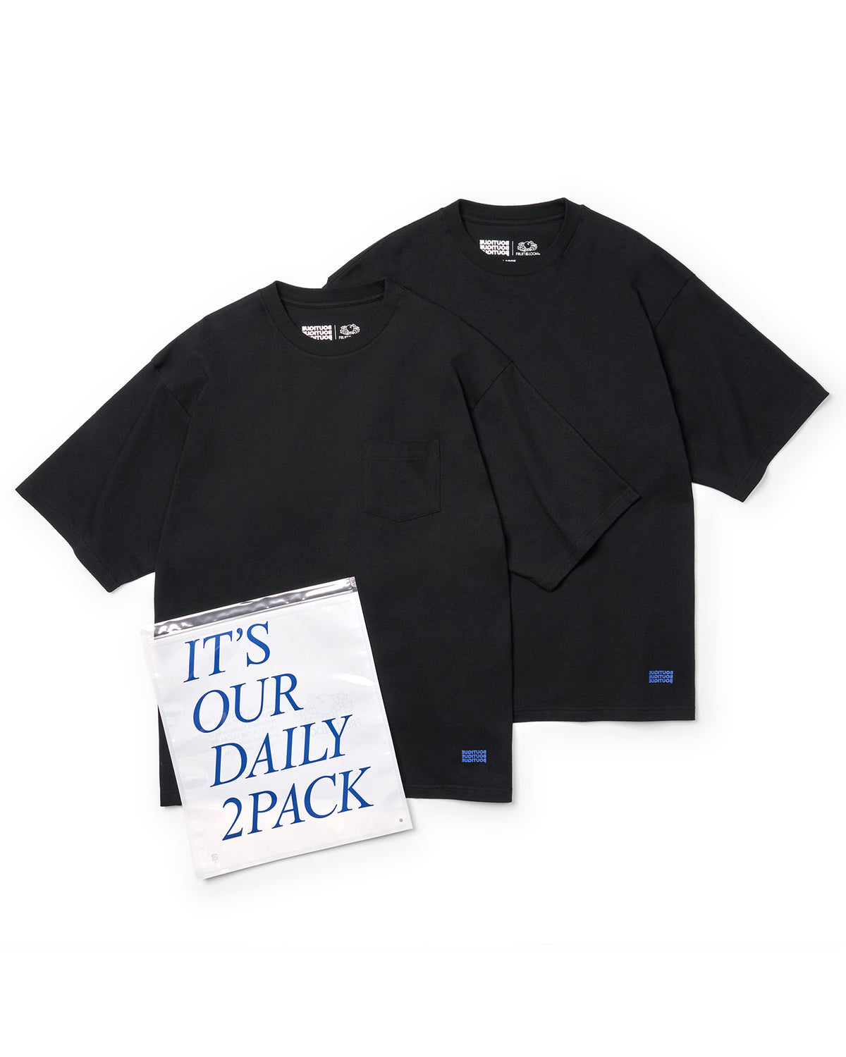 BOUTIQUE × FRUIT OF THE LOOM IT'S OUR DAILY 2PACK TEE BLACK(ブティック×フルーツオブザルームイッツアワーデイリー2パックTシャツブラック)|ONLINE BOUTIQUE(オンラインブティック)