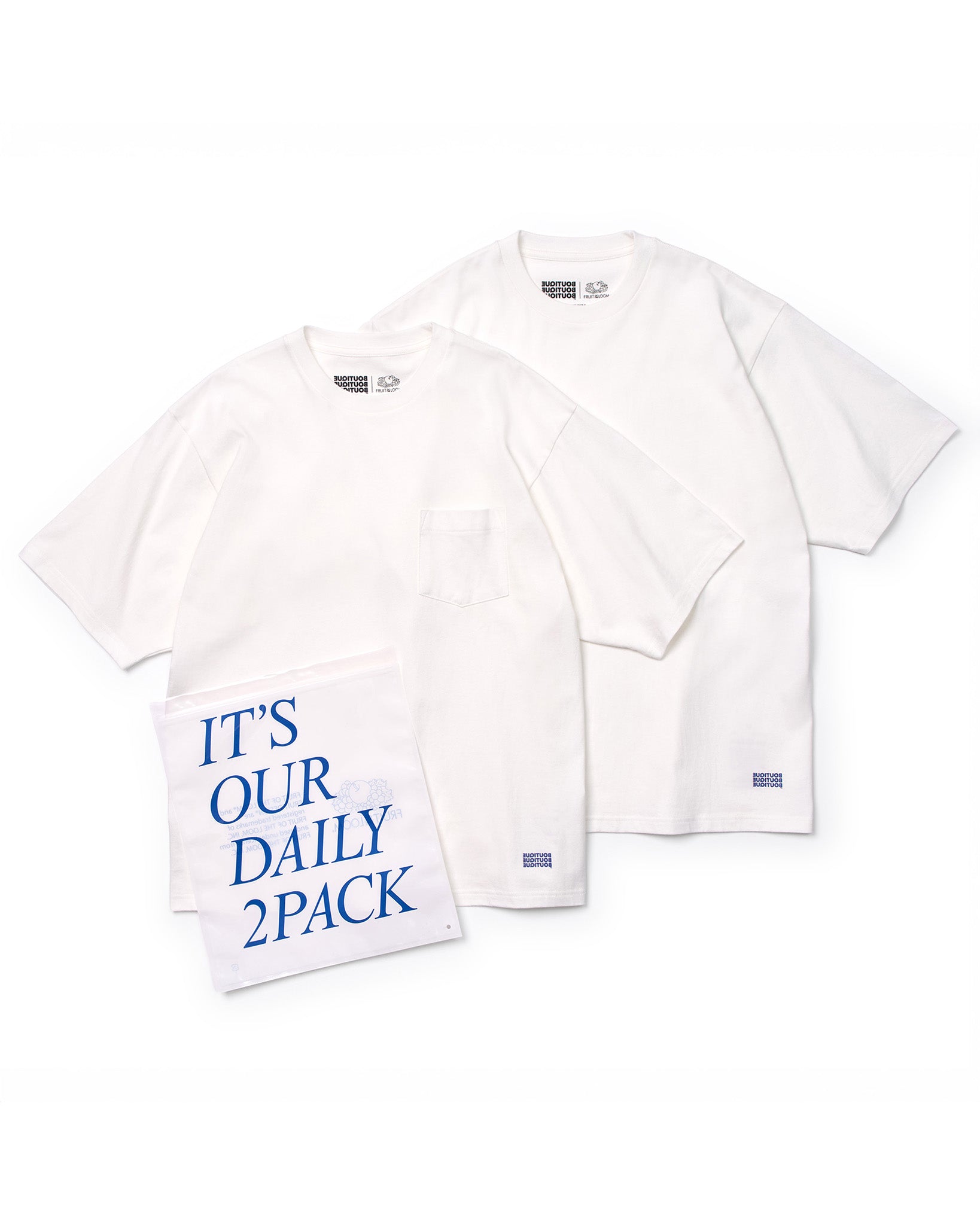 BOUTIQUE × FRUIT OF THE LOOM IT'S OUR DAILY 2PACK TEE WHITE