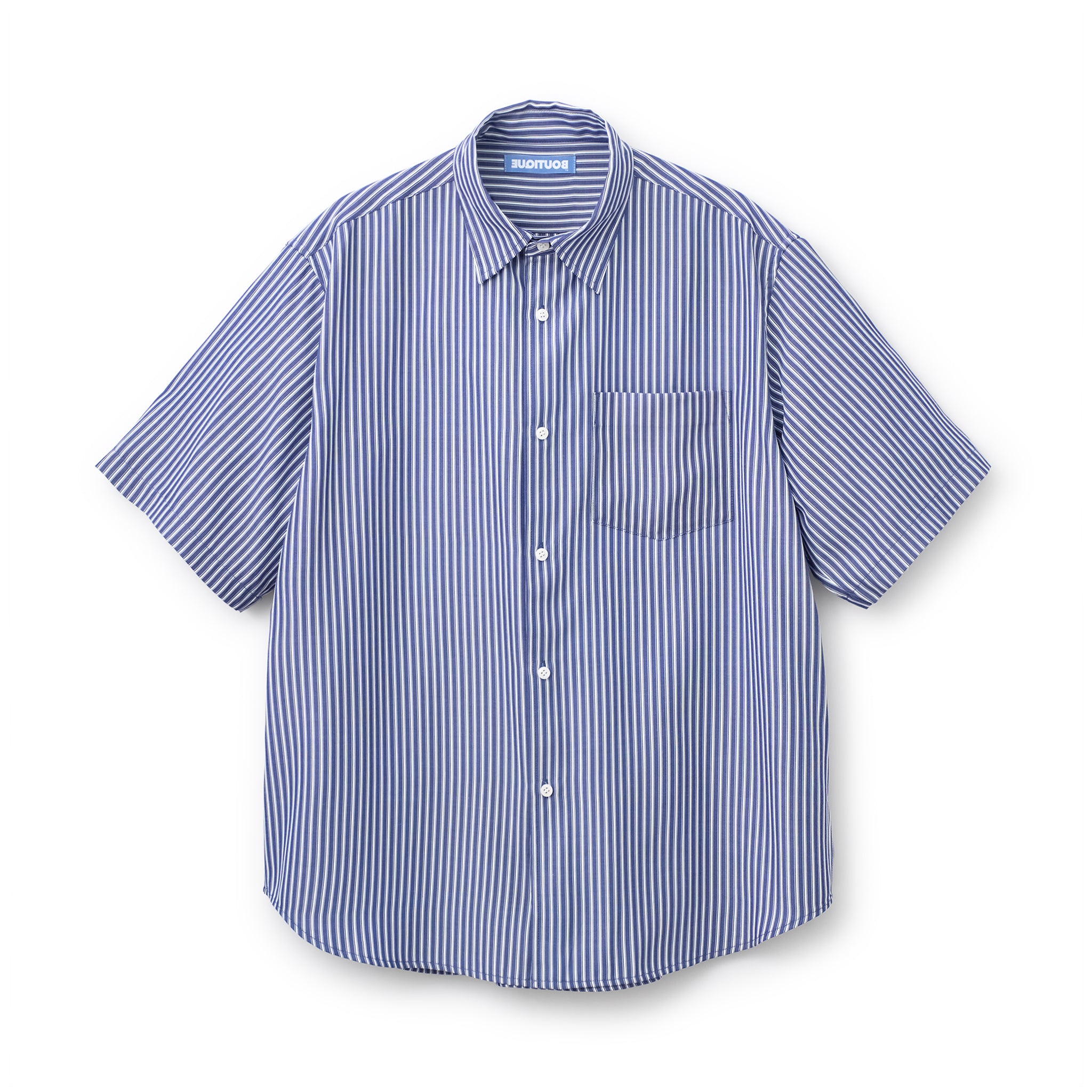 BOUTIQUE SHORT SLEEVE BOX SHIRT NAVY STRIPE（ブティックショート