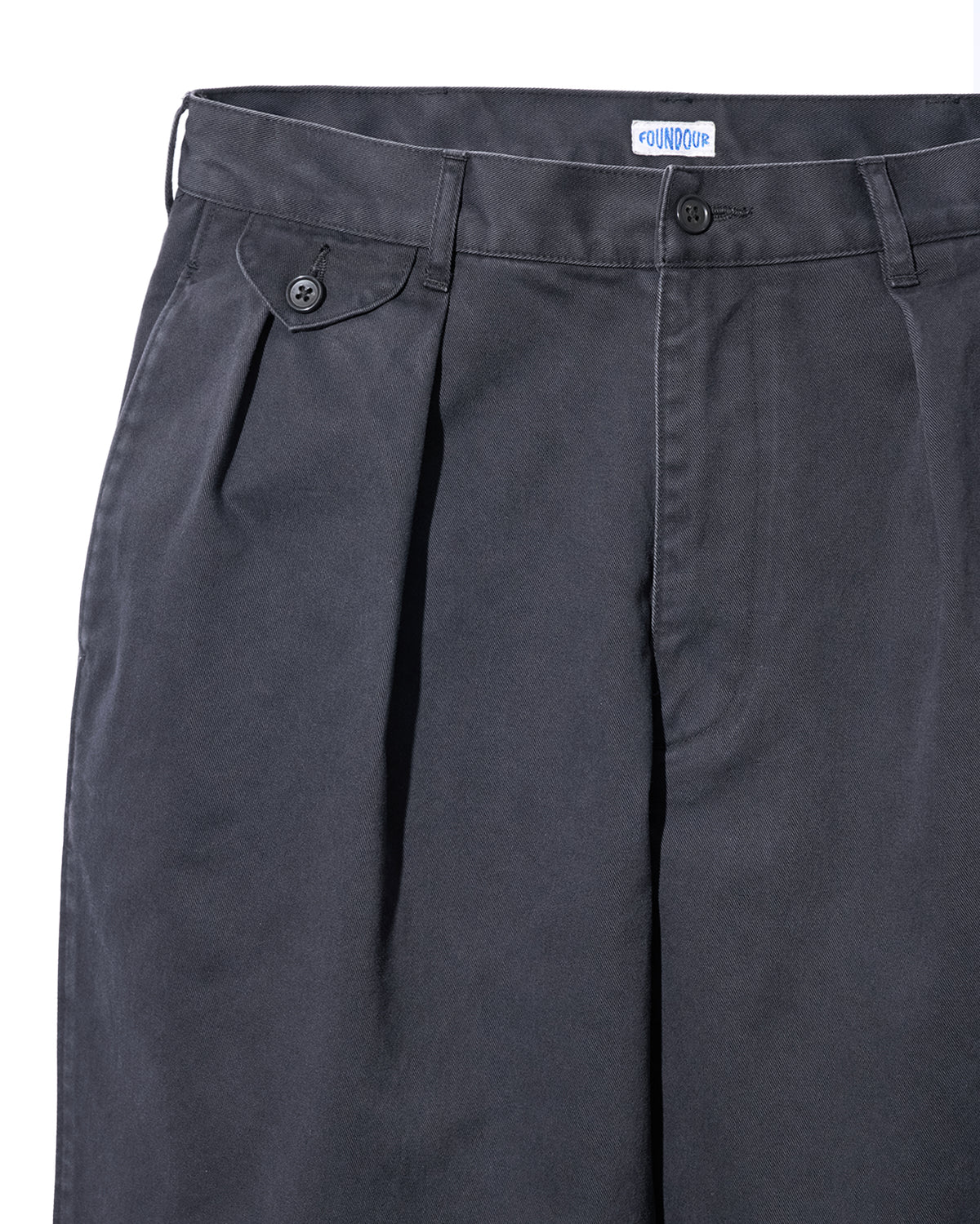 FOUNDOUR COTTON WIDE TUCK CHINOS BLACK(ファウンダコットンワイドチノブラック)|ONLINE BOUTIQUE(オンラインブティック)