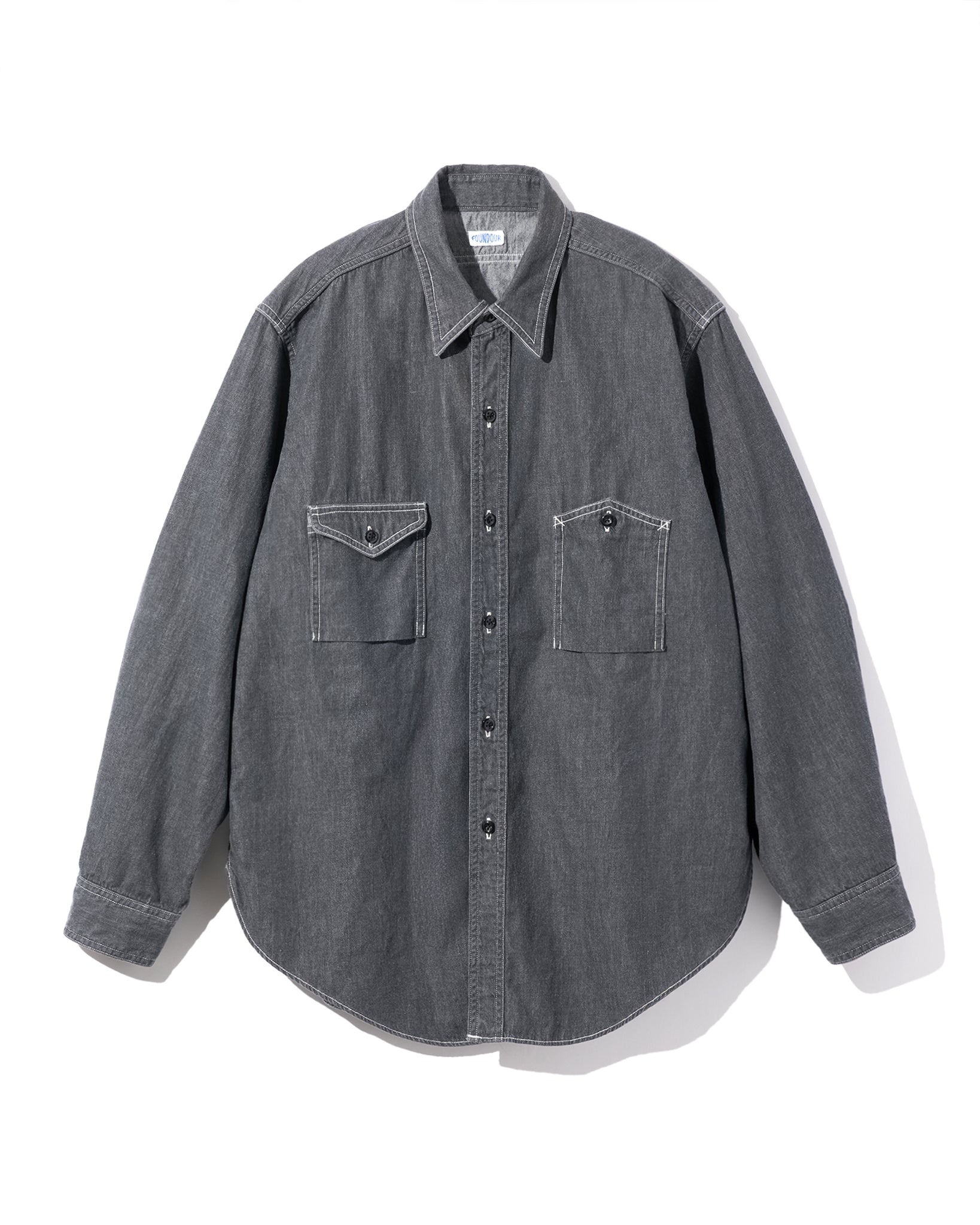 FOUNDOUR DENIM ASYMMETRIC POCKET WORK SHIRT BLACK(ファウンダデニムシンメトリーポケットワークシャツブラック)|ONLINE BOUTIQUE(オンラインブティック)