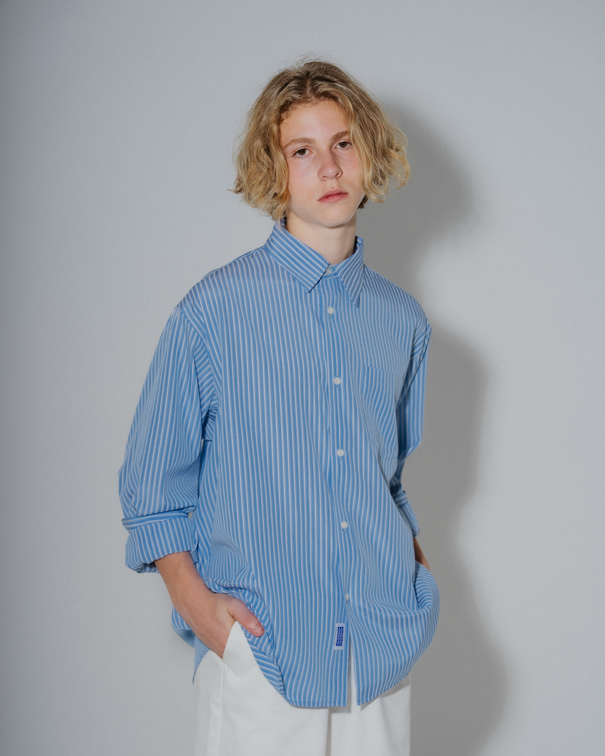 BOUTIQUE LONG SLEEVE BOX SHIRT BLUE STRIPE(ブティックロングスリーブボックスシャツブルーストライプ)|ONLINE BOUTIQUE(オンラインブティック)