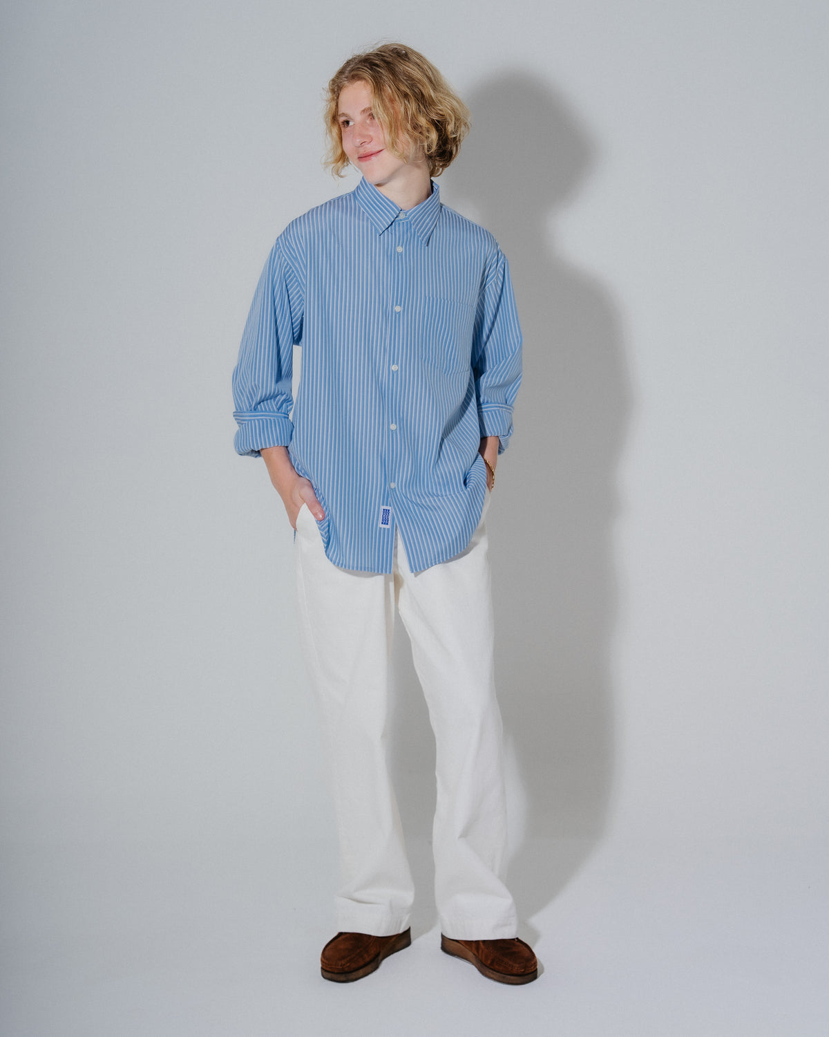 BOUTIQUE LONG SLEEVE BOX SHIRT BLUE STRIPE(ブティックロングスリーブボックスシャツブルーストライプ)|ONLINE BOUTIQUE(オンラインブティック)