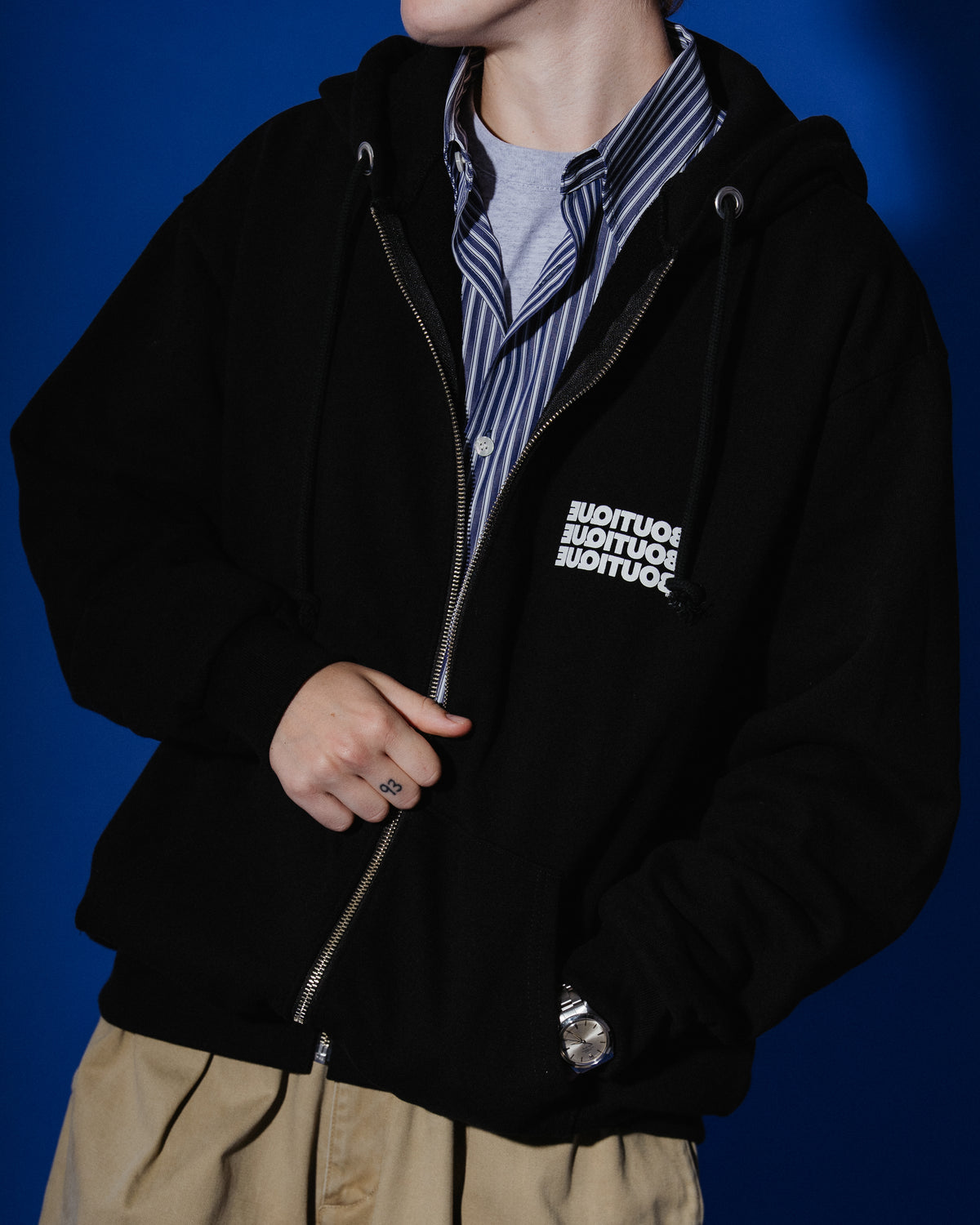 BOUTIQUE ZIP UP HOODIE BLACK(ブティックジップアップフーディーブラック)|ONLINE BOUTIQUE(オンラインブティック)