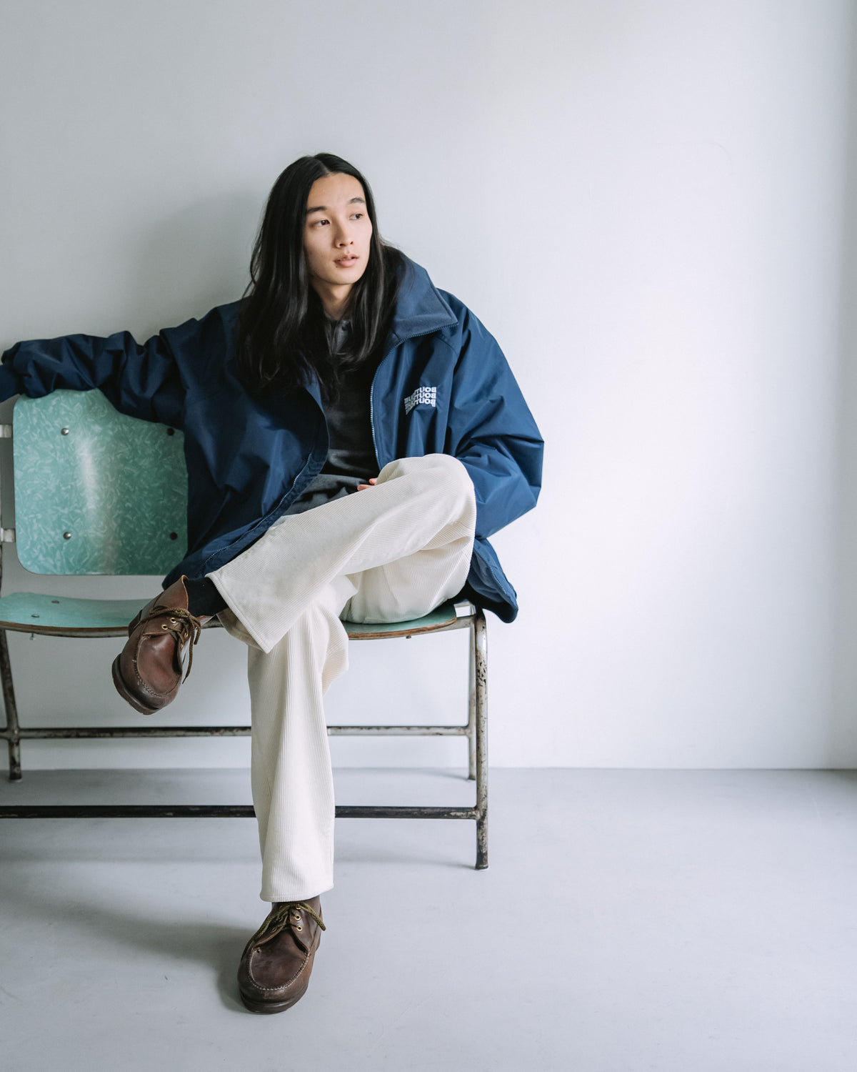 BOUTIQUE NYLON × FLEECE STAND COLLAR NAVY(ブティックナイロン×フリーススタンドカラージャケットネイビー)|ONLINE BOUTIQUE(オンラインブティック)
