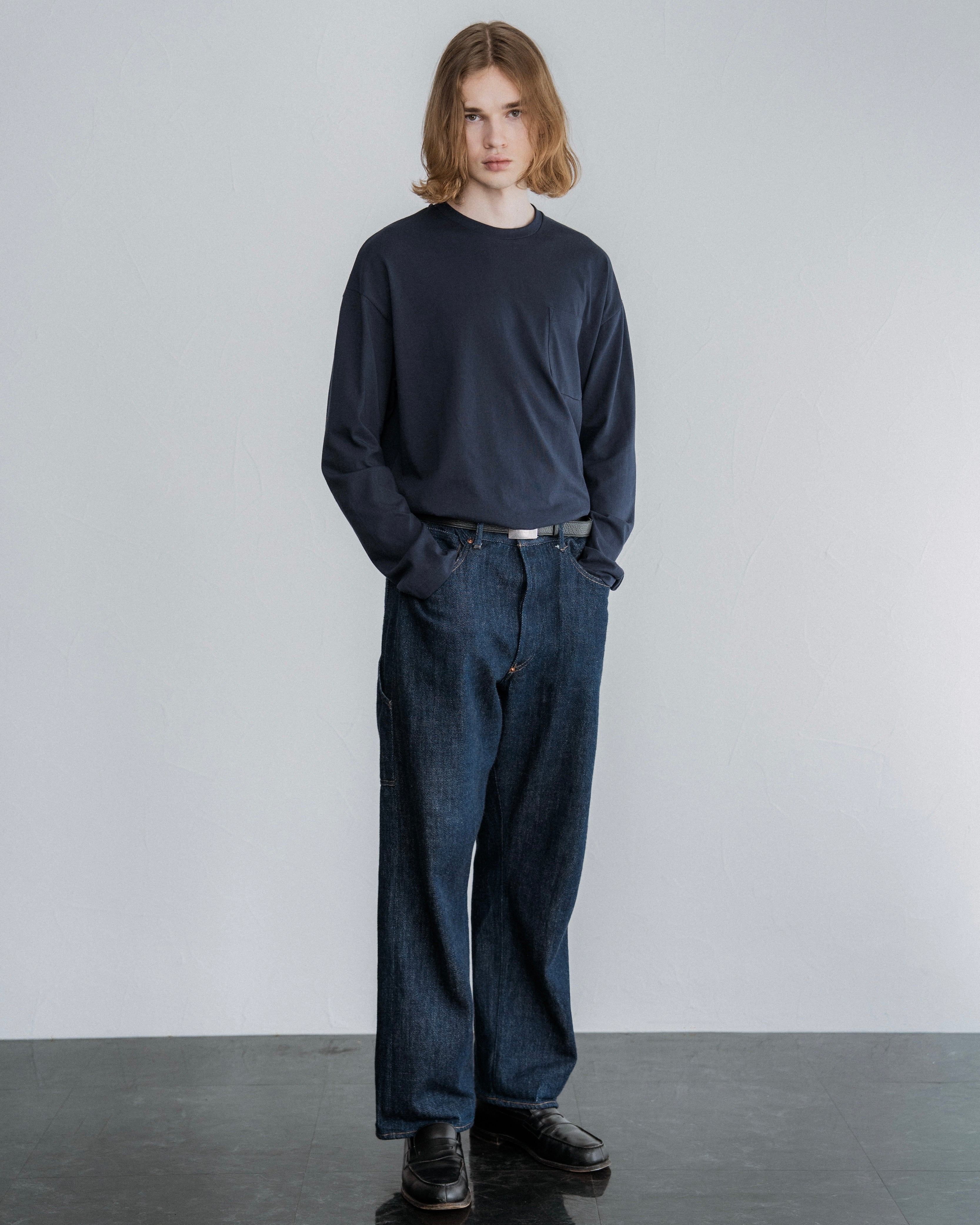 FOUNDOUR COTTON POCKET LONG SLEEVE TEE NAVY(ファウンダコットンポケットロングスリーブTシャツネイビー)|ONLINE BOUTIQUE(オンラインブティック)