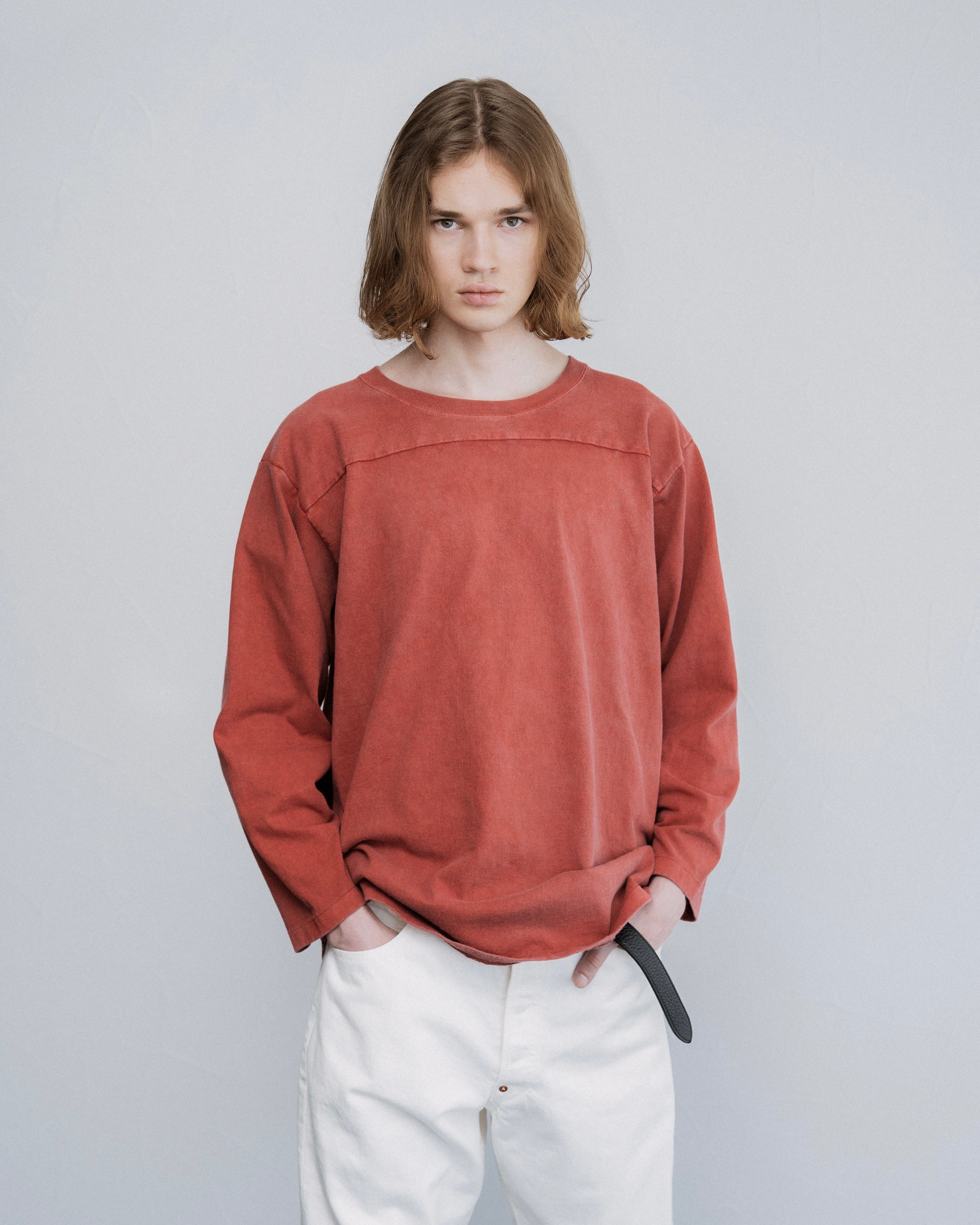 FOUNDOUR COTTON BD FADE FOOTBALL TEE RED(ファウンダコットンボタンダウンフェードフットボールTシャツレッド)|ONLINE BOUTIQUE(オンラインブティック)