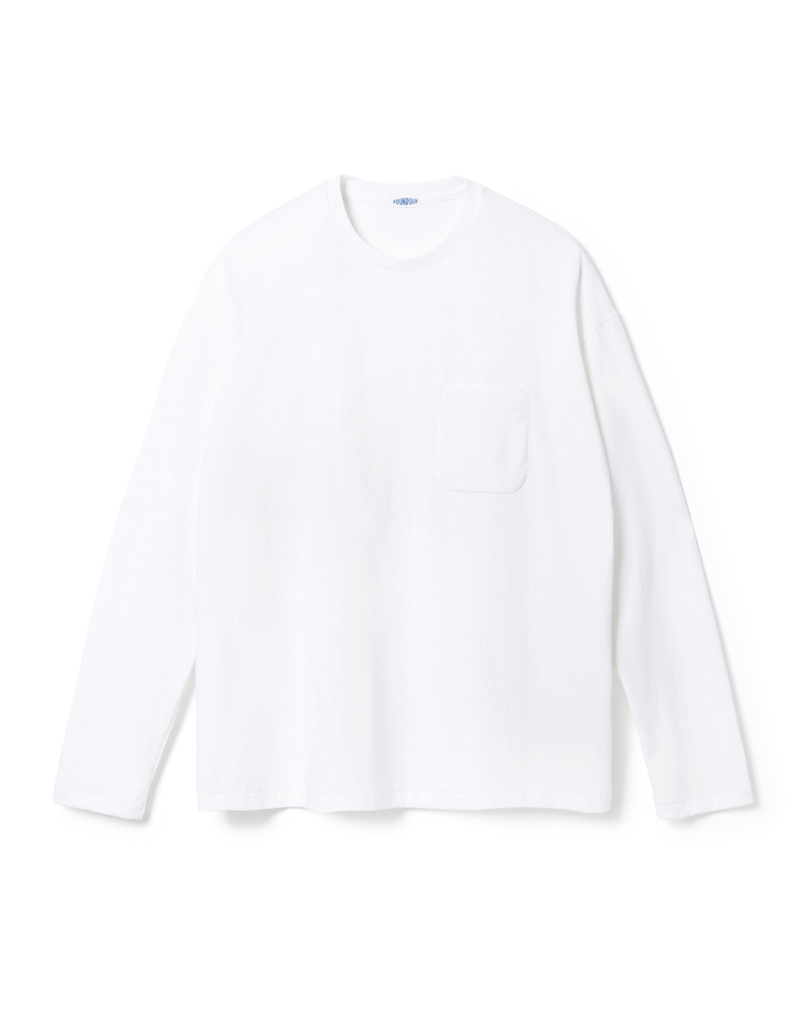 FOUNDOUR COTTON LONG SLEEVE POCKET TEE WHITE(ファウンダコットンロングスリーブポケットロングスリーブTシャツホワイト)|ONLINE BOUTIQUE(オンラインブティック)