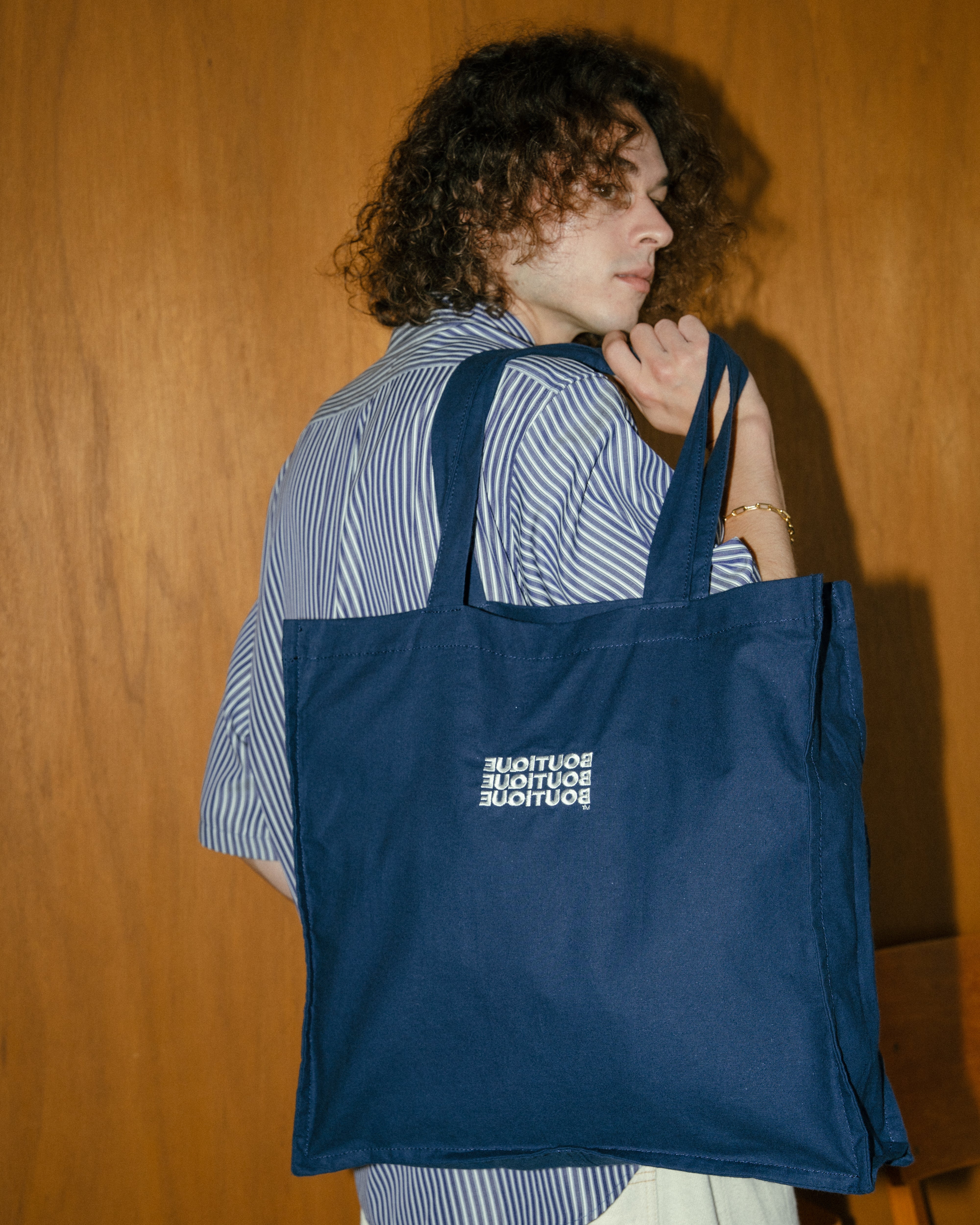 BOUTIQUE FABRIC TOTE BAG NAVY（ブティックファブリックトートバッグネイビー）｜ONLINE BOUTIQUE（オンラインブティック）