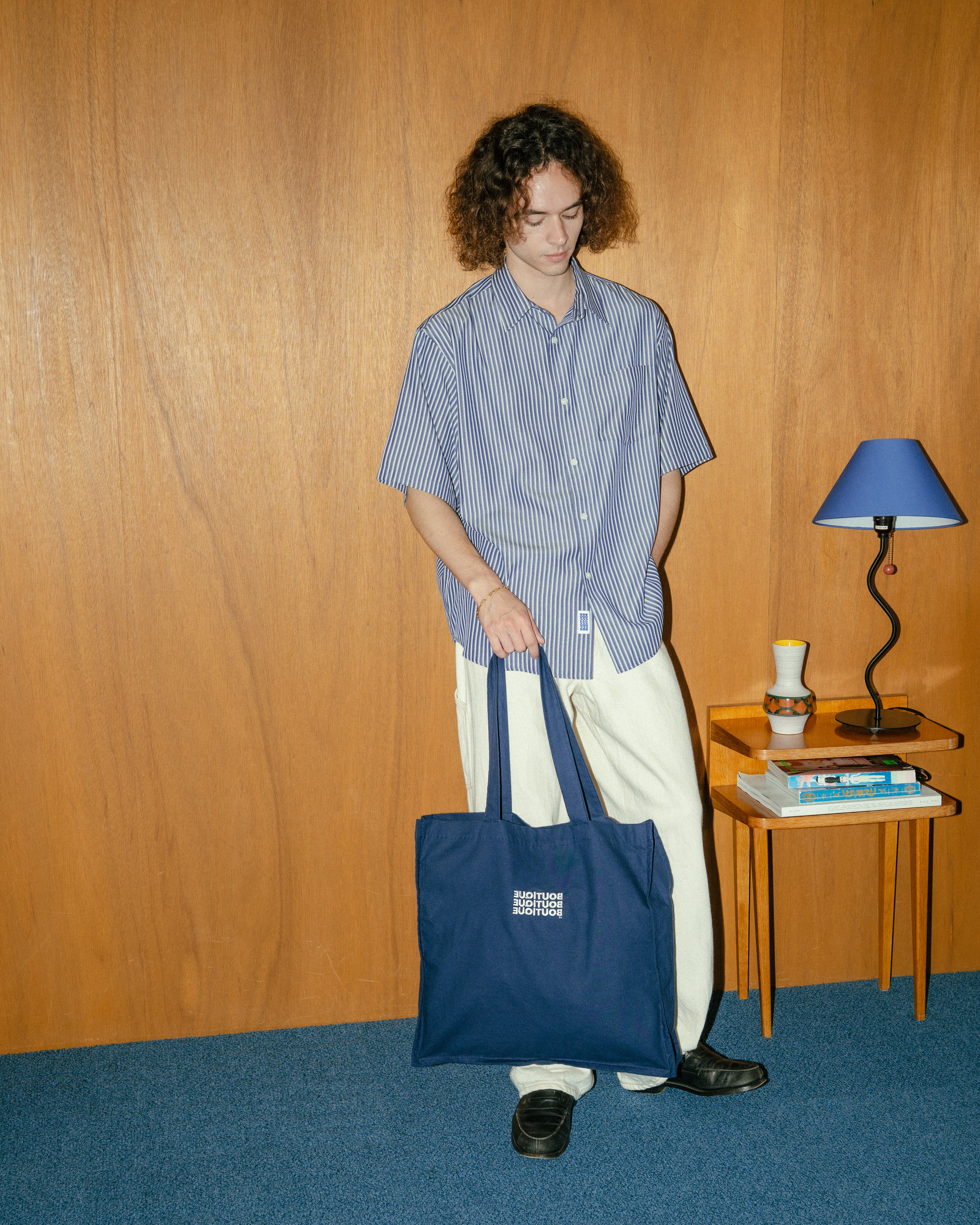 BOUTIQUE FABRIC TOTE BAG NAVY（ブティックファブリックトートバッグネイビー）｜ONLINE BOUTIQUE（オンラインブティック）