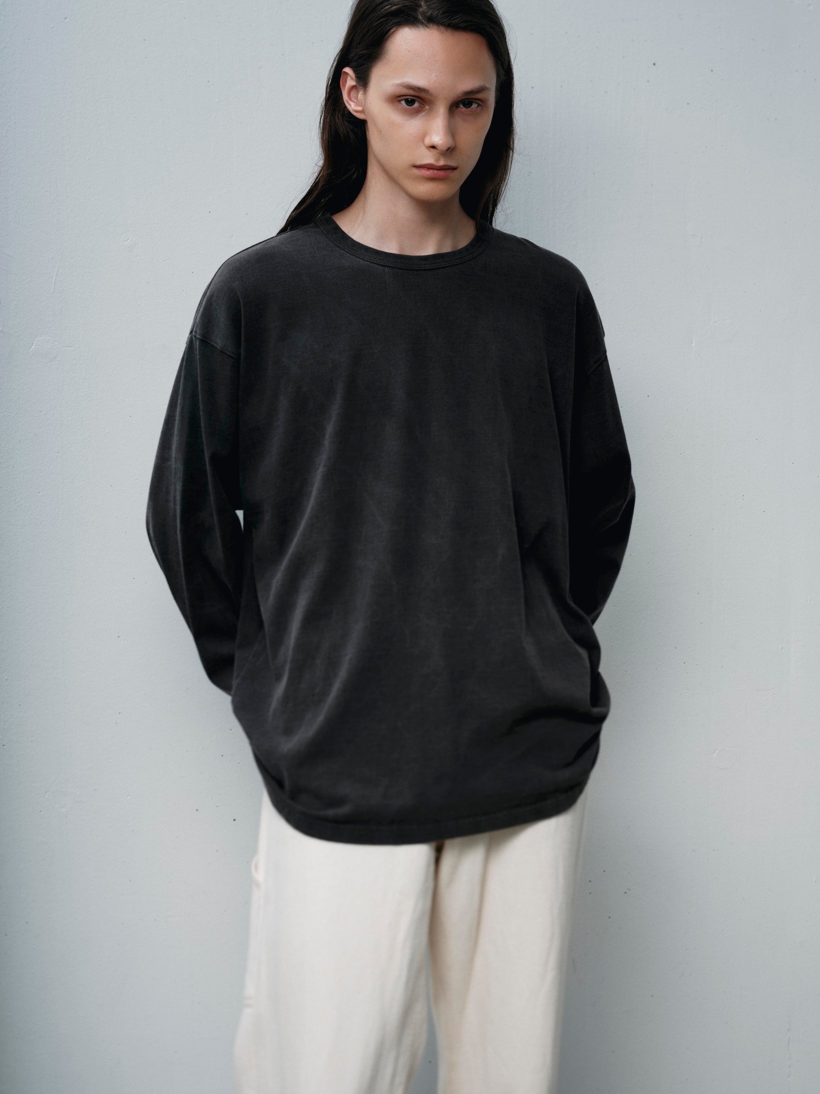 FOUNDOUR COTTON BD FADE LONG SLEEVE TEE BROWN（ファウンダコットンボタンダウンフェードロングスリーブTシャツブラウン）｜ONLINE BOUTIQUE（オンラインブティック）