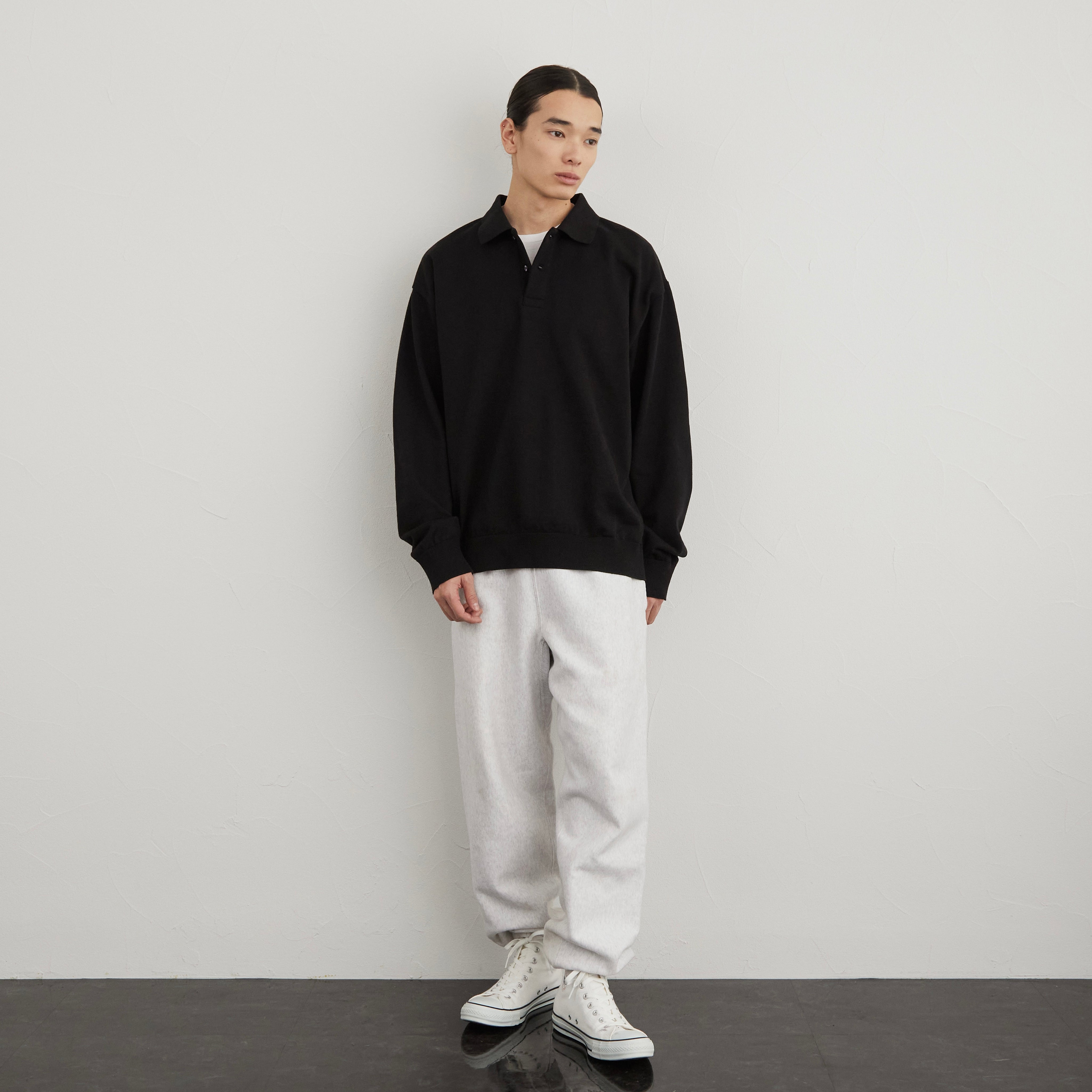 LONG SLEEVE KNIT POLO SHIRT BLACK（ロングスリープニットポロシャツブラック）｜ONLINE BOUTIQUE（オンラインブティック）