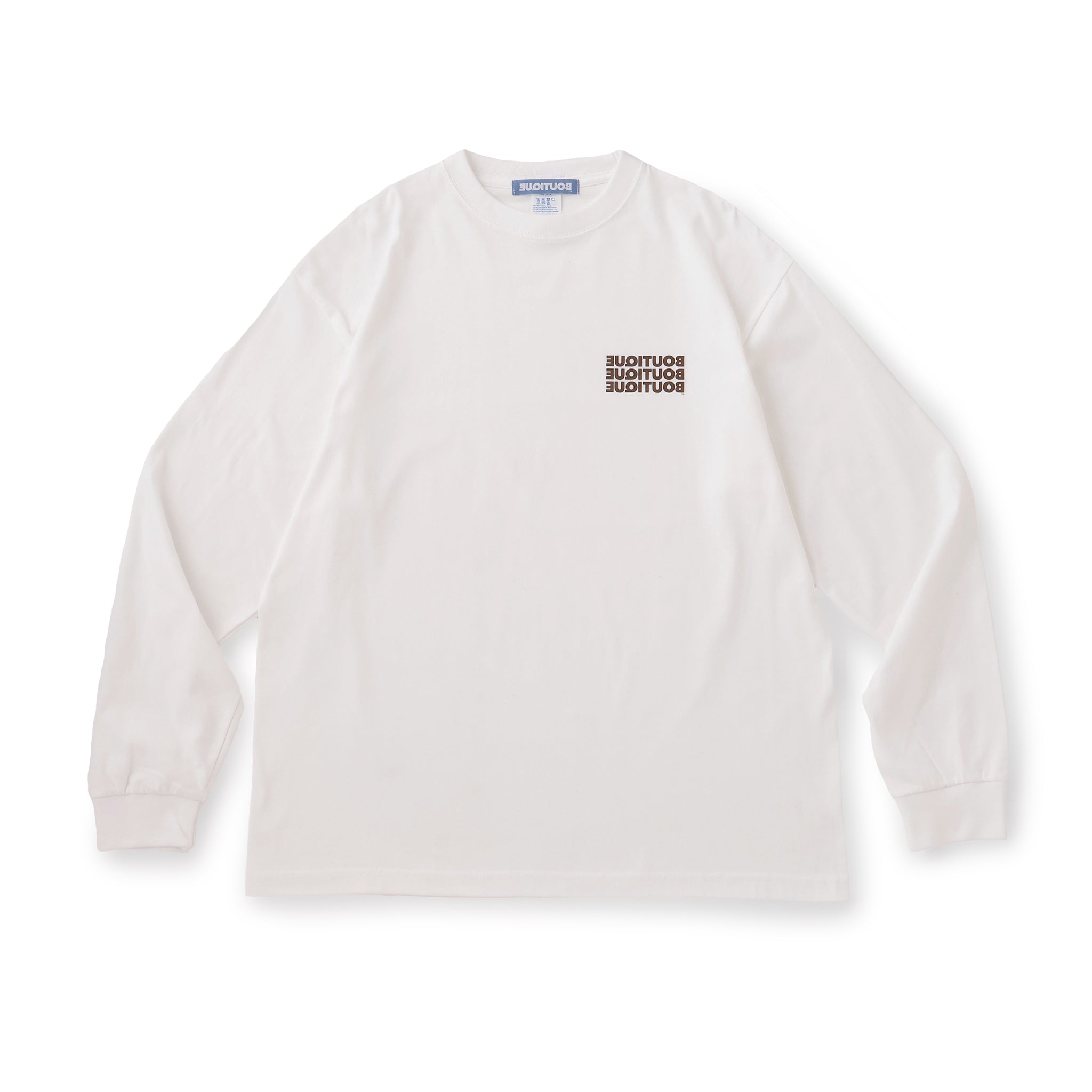 S TEE WHITE & BROWN（ブティックロングスリーブTシャツホワイト＆ブラウン）｜ONLINE BOUTIQUE（オンラインブティック）