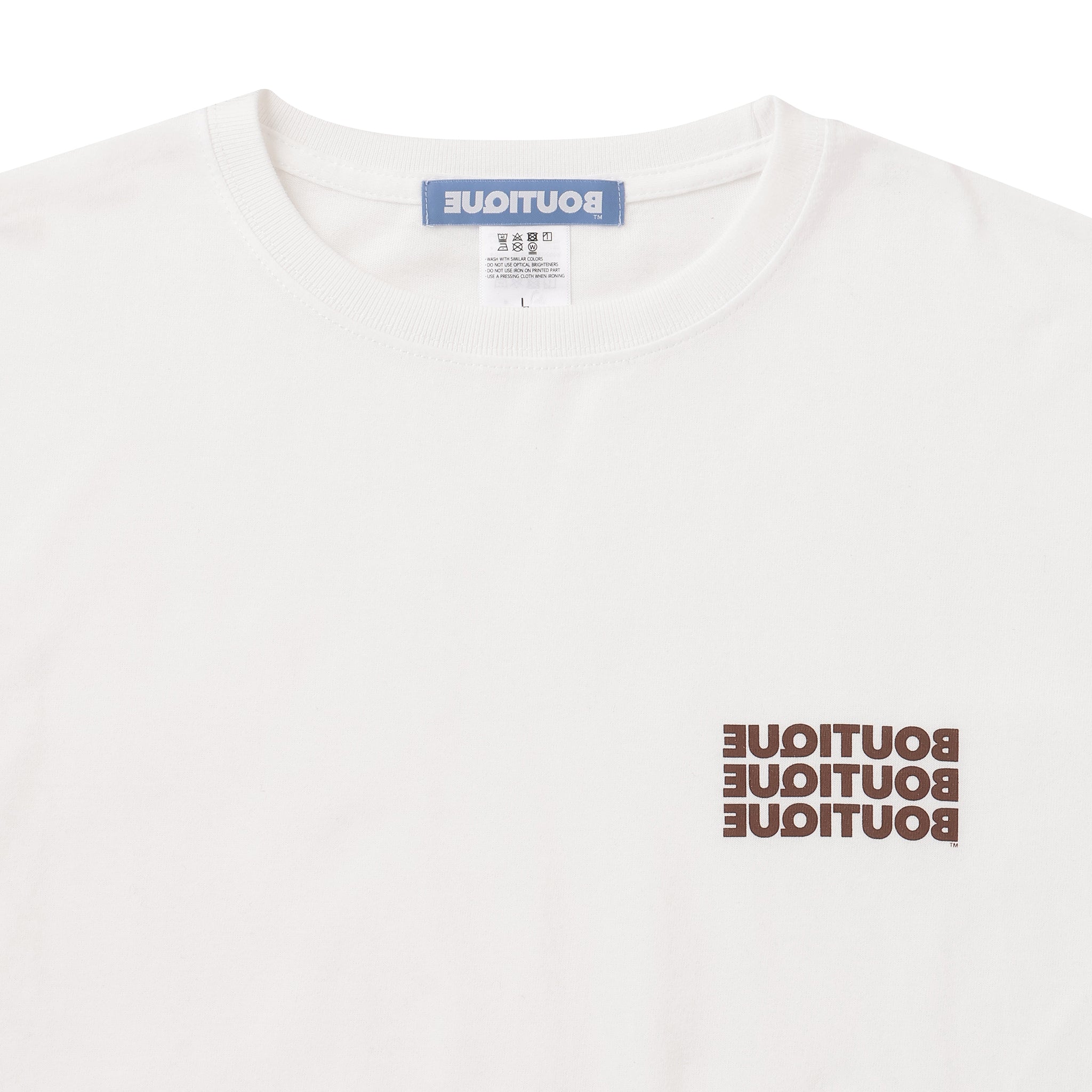 BOUTIQUE TEE WHITE & BROWN（ブティックTシャツホワイト＆ブラウン）｜ONLINE BOUTIQUE（オンラインブティック）