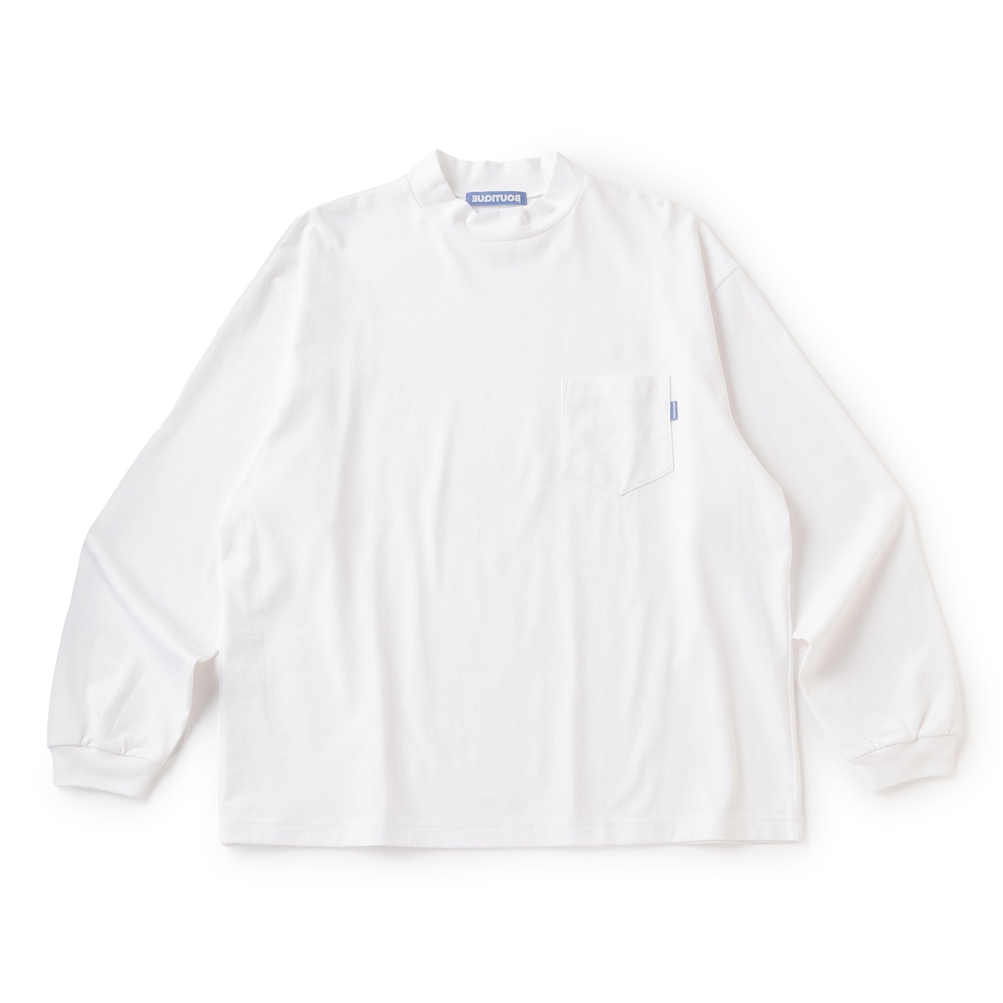 BOUTIQUE MOCK NECK LONG SLEEVE TEE WHITE（ブティックモックネックロングスリーブTシャツホワイト）｜ONLINE BOUTIQUE