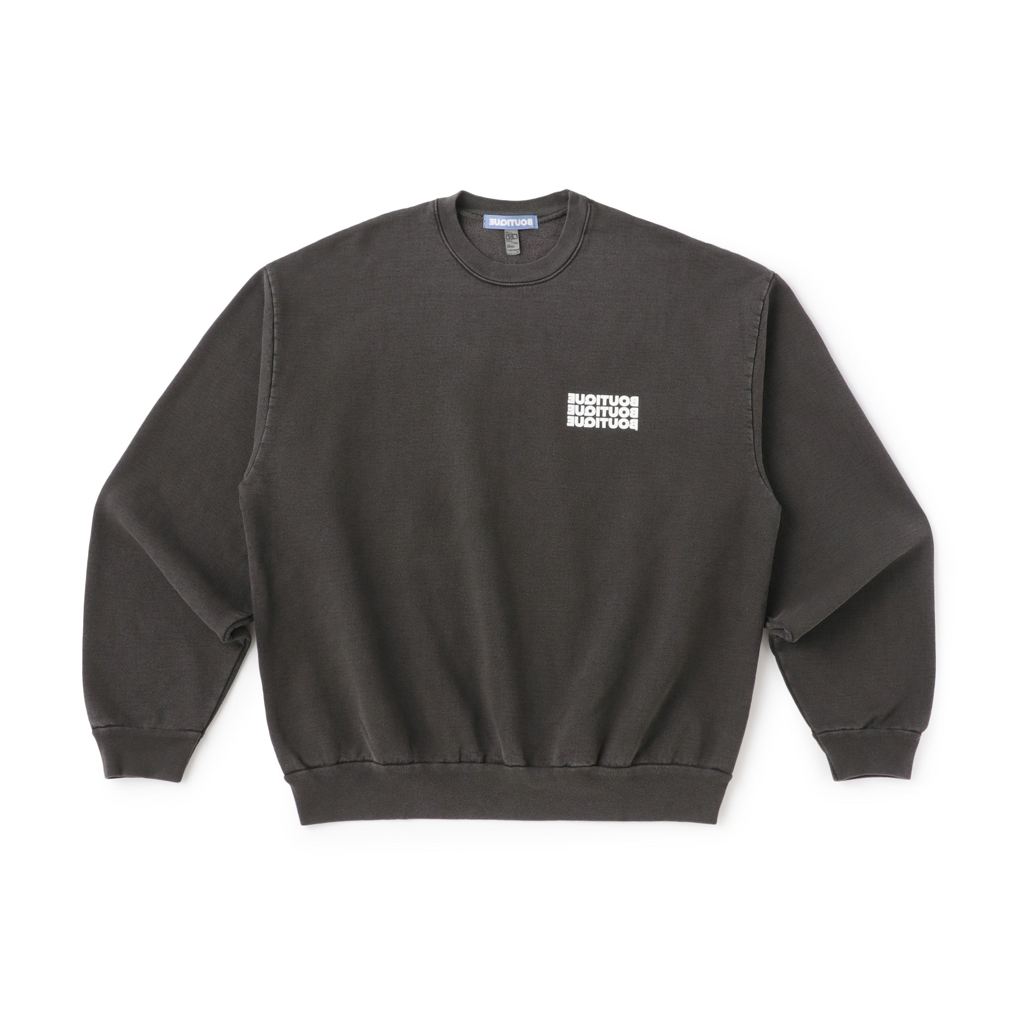 BOUTIQUE CREW NECK SWEAT GARMENT DYE CHARCOAL（ブティッククルーネックスウェットガーメントダイチャコール｜ONLINE BOUTIQUE（オンラインブティック）