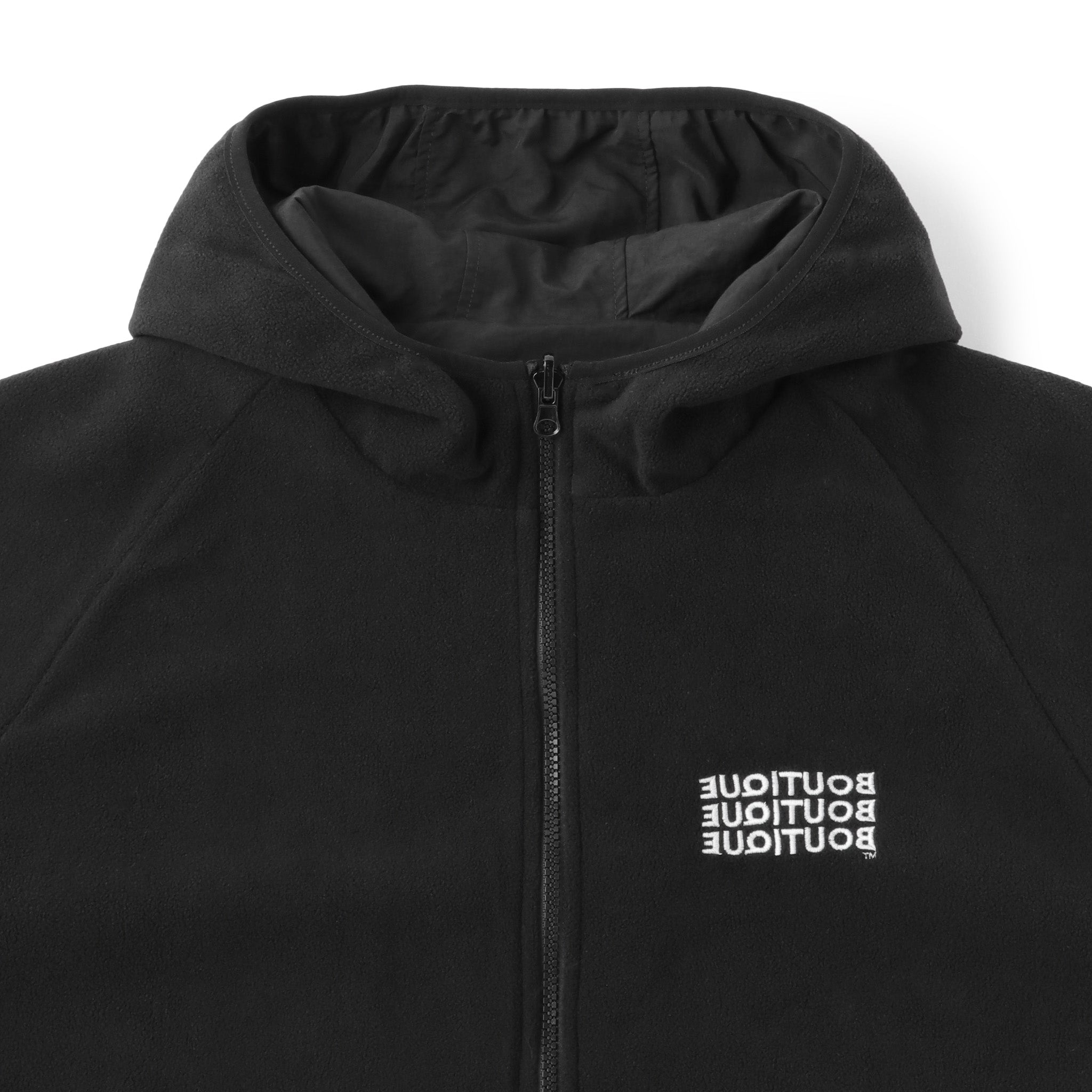 BOUTIQUE NYLON × FLEECE REVERSIBLE ZIP UP HOODIE BLACK（ブティックナイロン×フリースリバーシブルジップアップフーディーブラック）｜ONLINE BOUTIQUE（オンラインブティック）