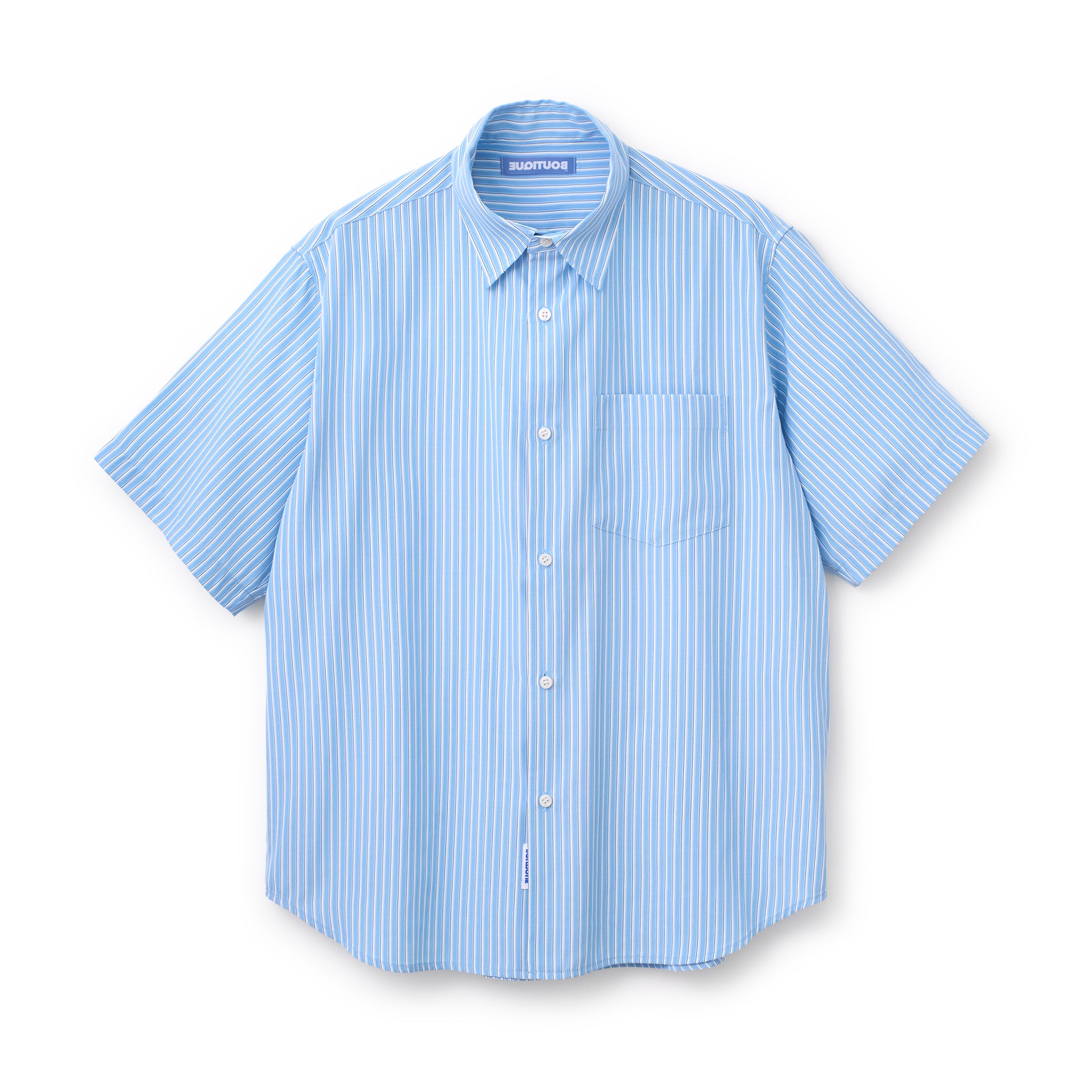 BOUTIQUE SHORT SLEEVE BOX SHIRT BLUE STRIPE（ブティックショート