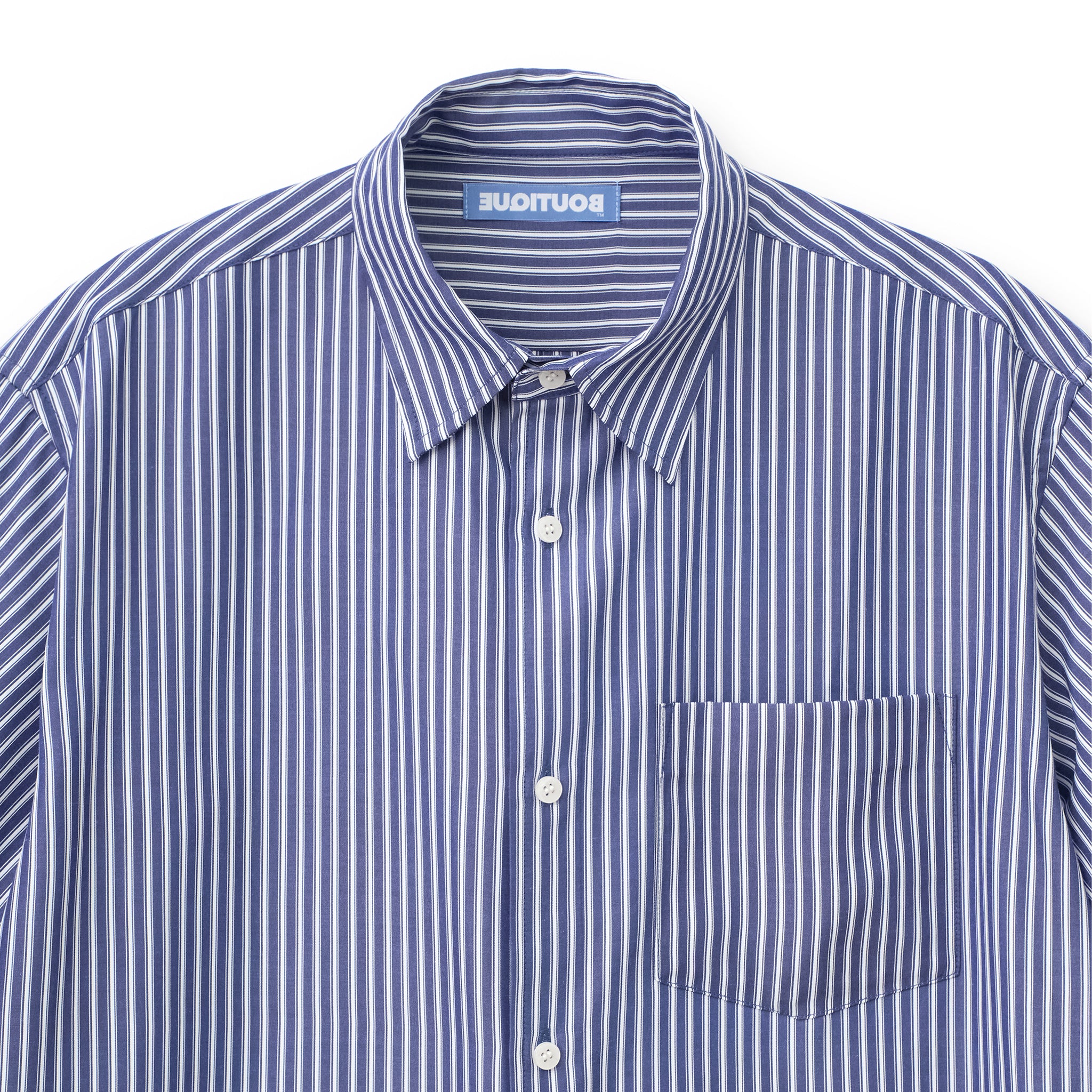 BOUTIQUE SHORT SLEEVE BOX SHIRT NAVY STRIPE（ブティックショートスリーブボックスシャツネイビーストライプ）｜ONLINE BOUTIQUE（オンラインブティック）
