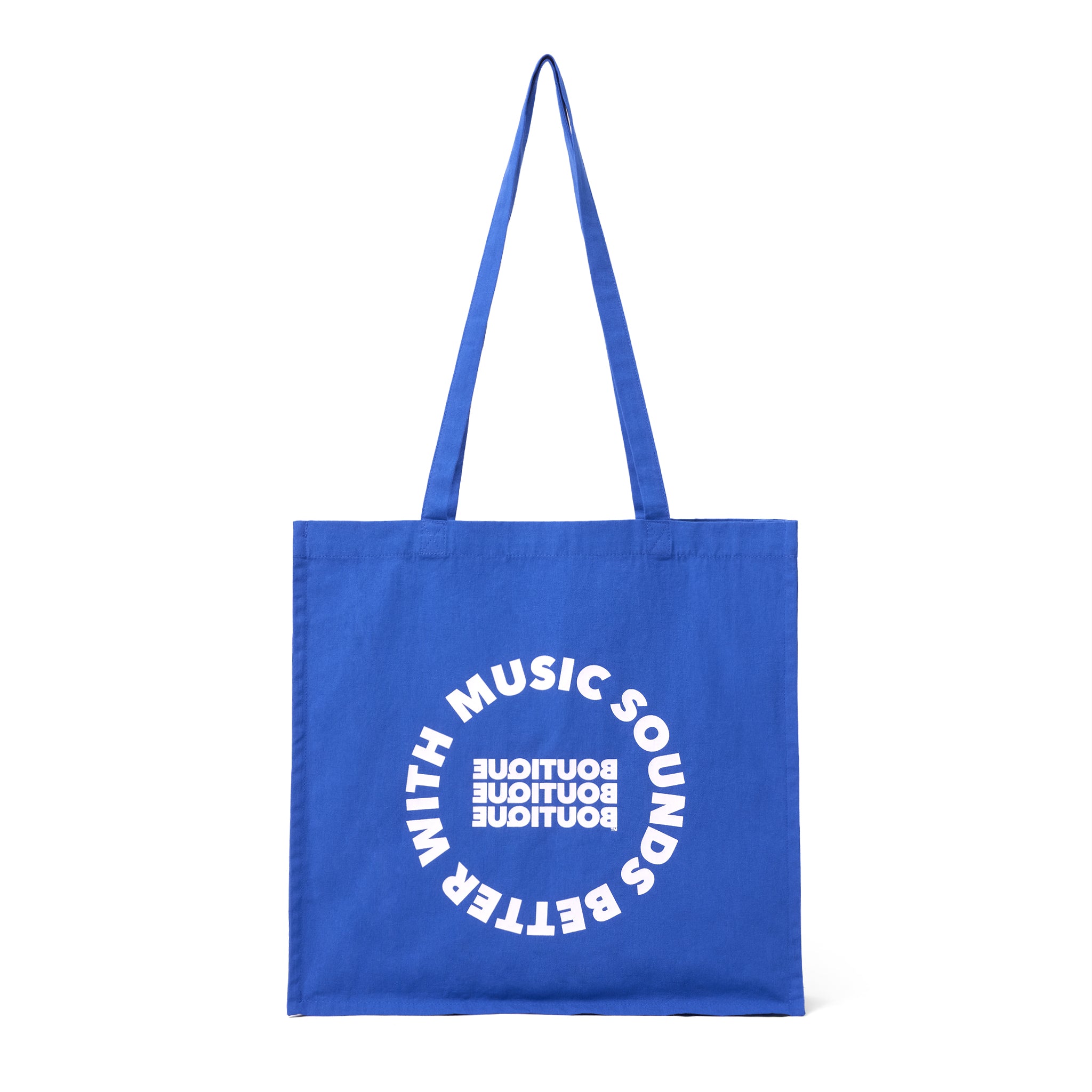 MUSIC SOUNDS BETTER WITH BOUTIQUE TOTE BAG BLUE（ミュージックサウンドベターウィズブティックトートバッグブルー）｜ONLINE BOUTIQUE（オンラインブティック）