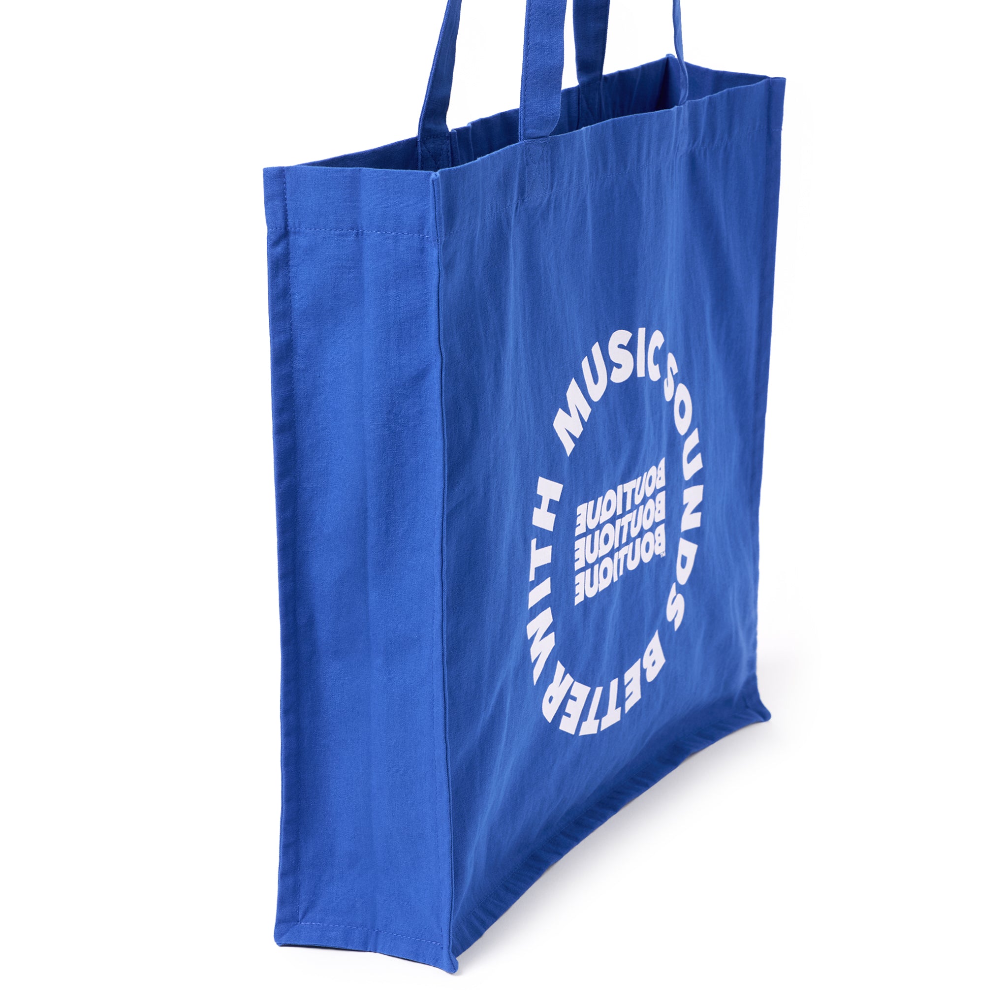 MUSIC SOUNDS BETTER WITH BOUTIQUE TOTE BAG BLUE（ミュージックサウンドベターウィズブティックトートバッグブルー）｜ONLINE BOUTIQUE（オンラインブティック）