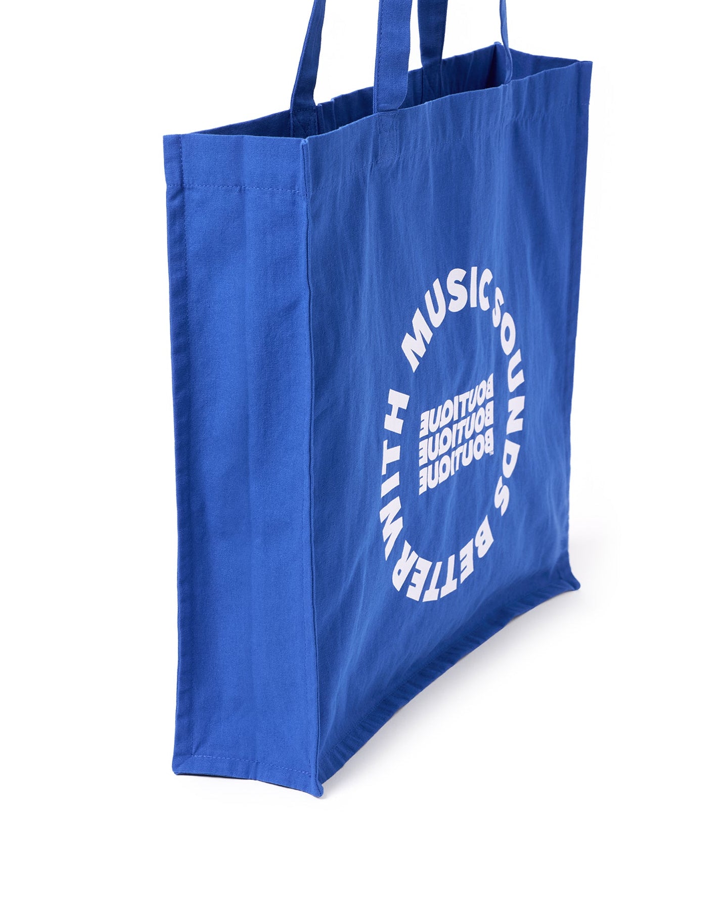 MUSIC SOUNDS BETTER WITH BOUTIQUE TOTE BAG BLUE（ミュージックサウンドベターウィズブティックトートバッグブルー）｜ONLINE BOUTIQUE（オンラインブティック）