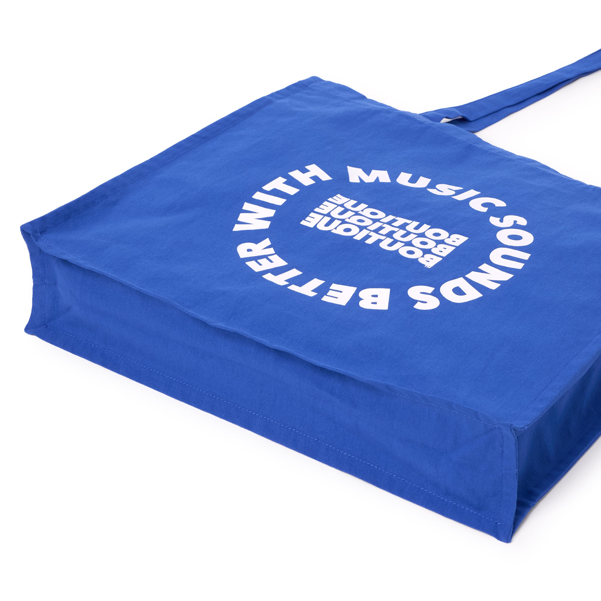 MUSIC SOUNDS BETTER WITH BOUTIQUE TOTE BAG BLUE（ミュージックサウンドベターウィズブティックトートバッグブルー）｜ONLINE BOUTIQUE（オンラインブティック）