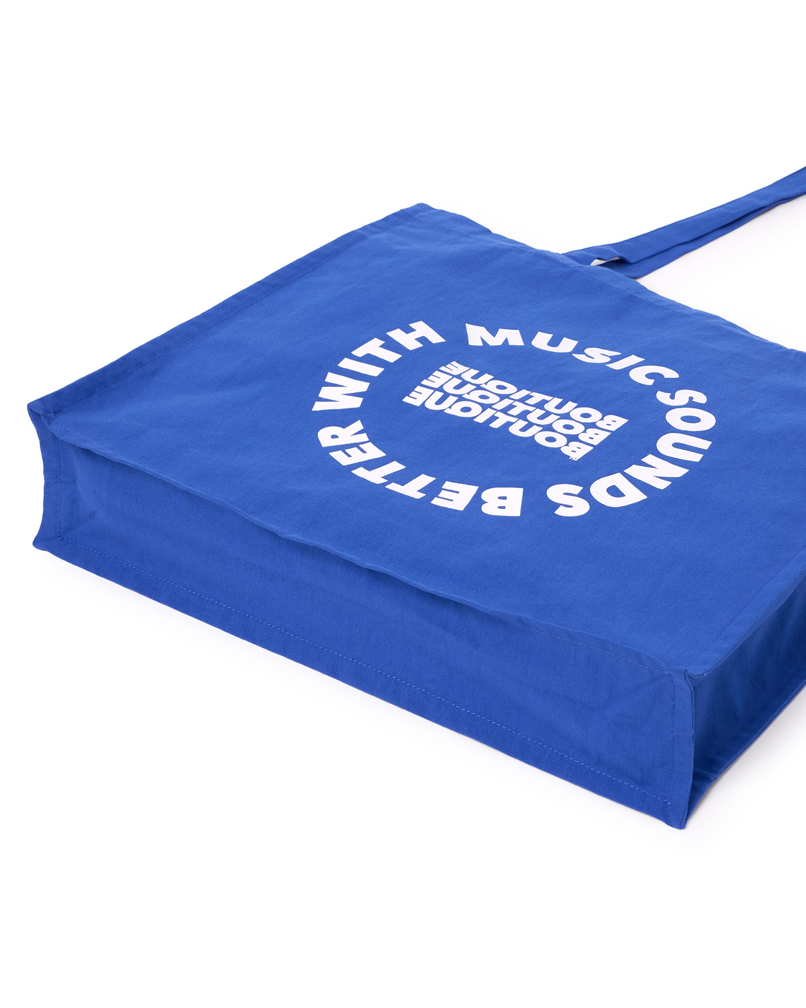 MUSIC SOUNDS BETTER WITH BOUTIQUE TOTE BAG BLUE（ミュージックサウンドベターウィズブティックトートバッグブルー）｜ONLINE BOUTIQUE（オンラインブティック）