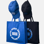 MUSIC SOUNDS BETTER WITH BOUTIQUE TOTE BAG BLUE（ミュージックサウンドベターウィズブティックトートバッグブルー）｜ONLINE BOUTIQUE（オンラインブティック）