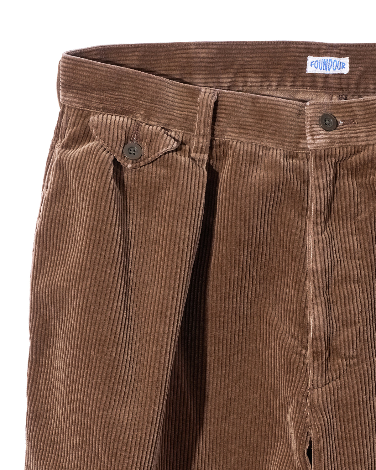 FOUNDOUR COTTON CORDUROY WIDE TUCK TROUSERS BROWN（ファウンダコットンコーデュロイワイドタックトラウザーブラウン）｜ONLINE BOUTIQUE（オンラインブティック）