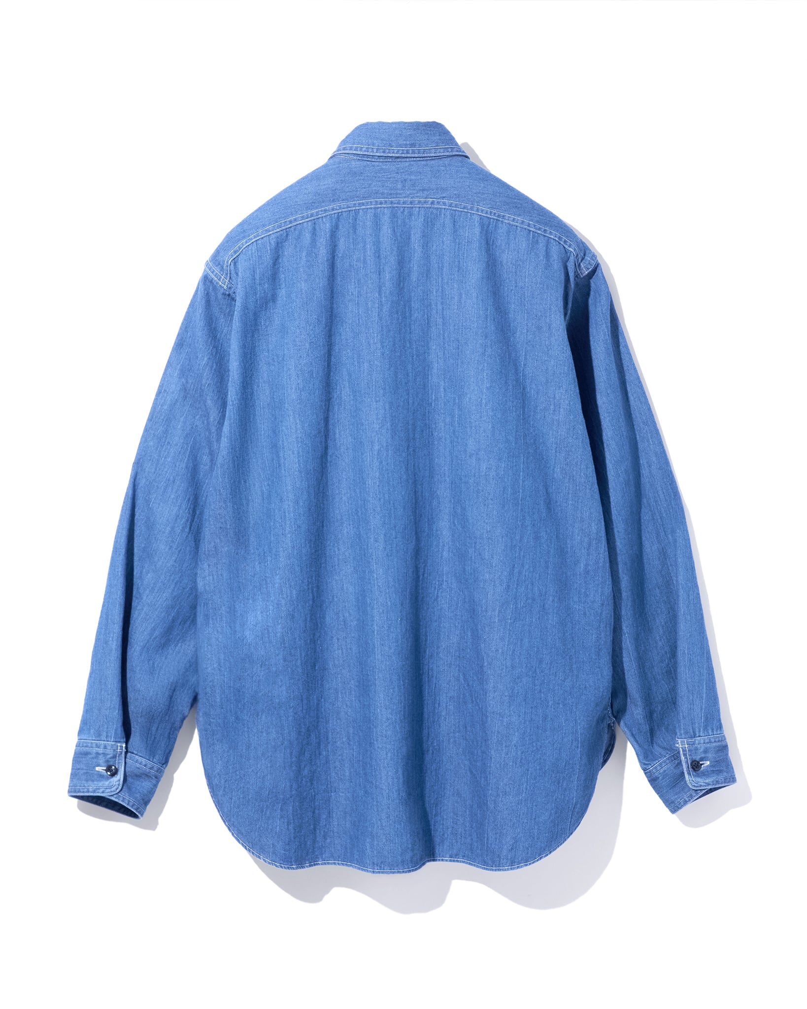 FOUNDOUR DENIM ASYMMETRIC POCKET WORK SHIRT BLUE（ファウンダデニムシンメトリーポケットワークシャツブルー）｜ONLINE BOUTIQUE（オンラインブティック）
