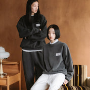 BOUTIQUE CREW NECK SWEAT GARMENT DYE CHARCOAL