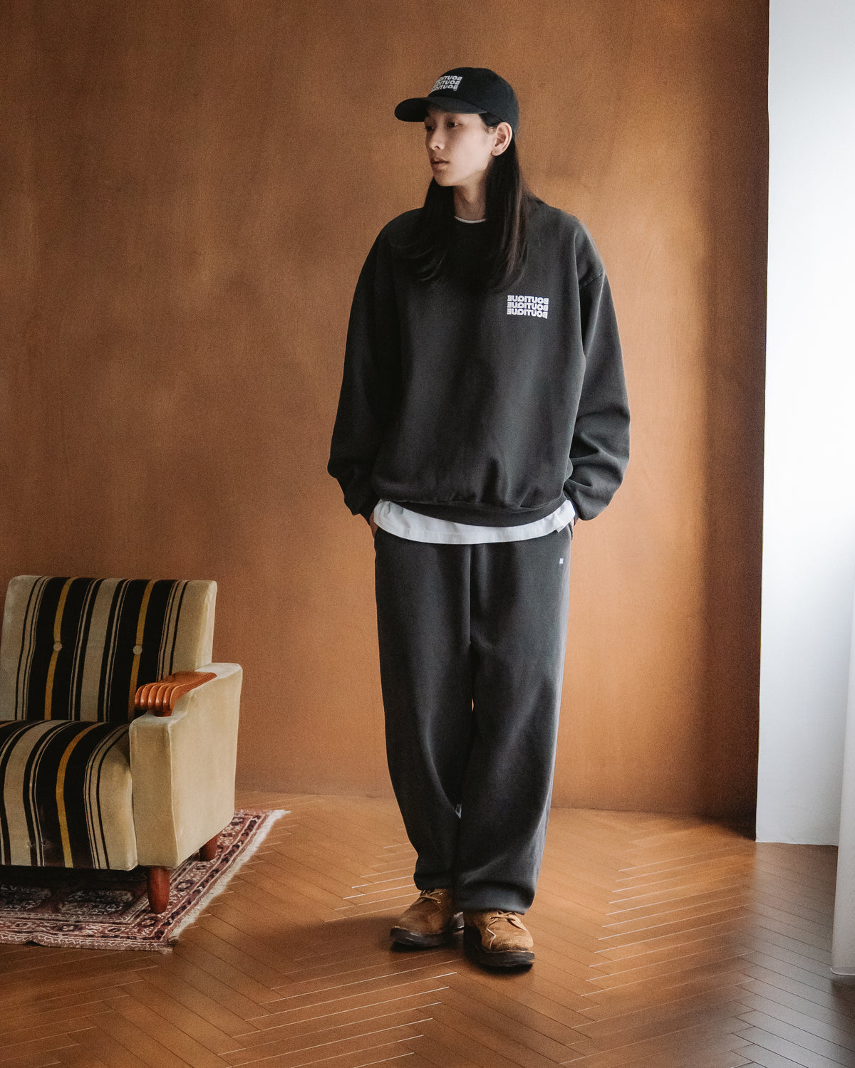 BOUTIQUE SWEAT PANTS GARMENT DYE CHARCOAL｜ONLINE BOUTIQUE（オンラインブティック）