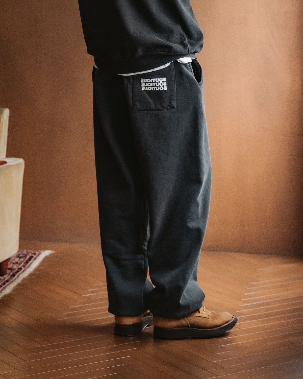 BOUTIQUE SWEAT PANTS GARMENT DYE CHARCOAL｜ONLINE BOUTIQUE（オンラインブティック）