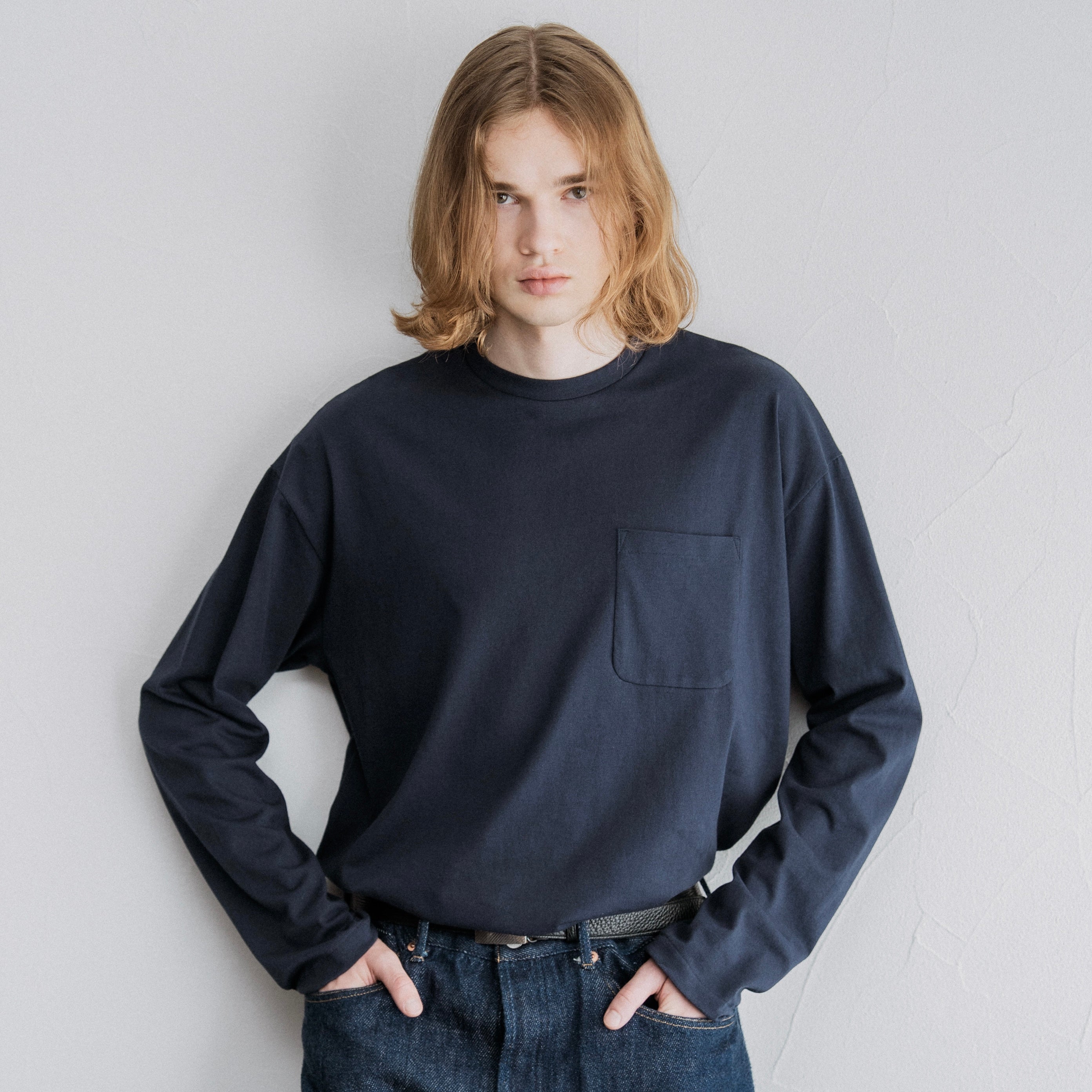 FOUNDOUR COTTON LONG SLEEVE POCKET TEE WHITE（ファウンダコットンロングスリーブポケットロングスリーブTシャツホワイト）｜ONLINE BOUTIQUE（オンラインブティック）
