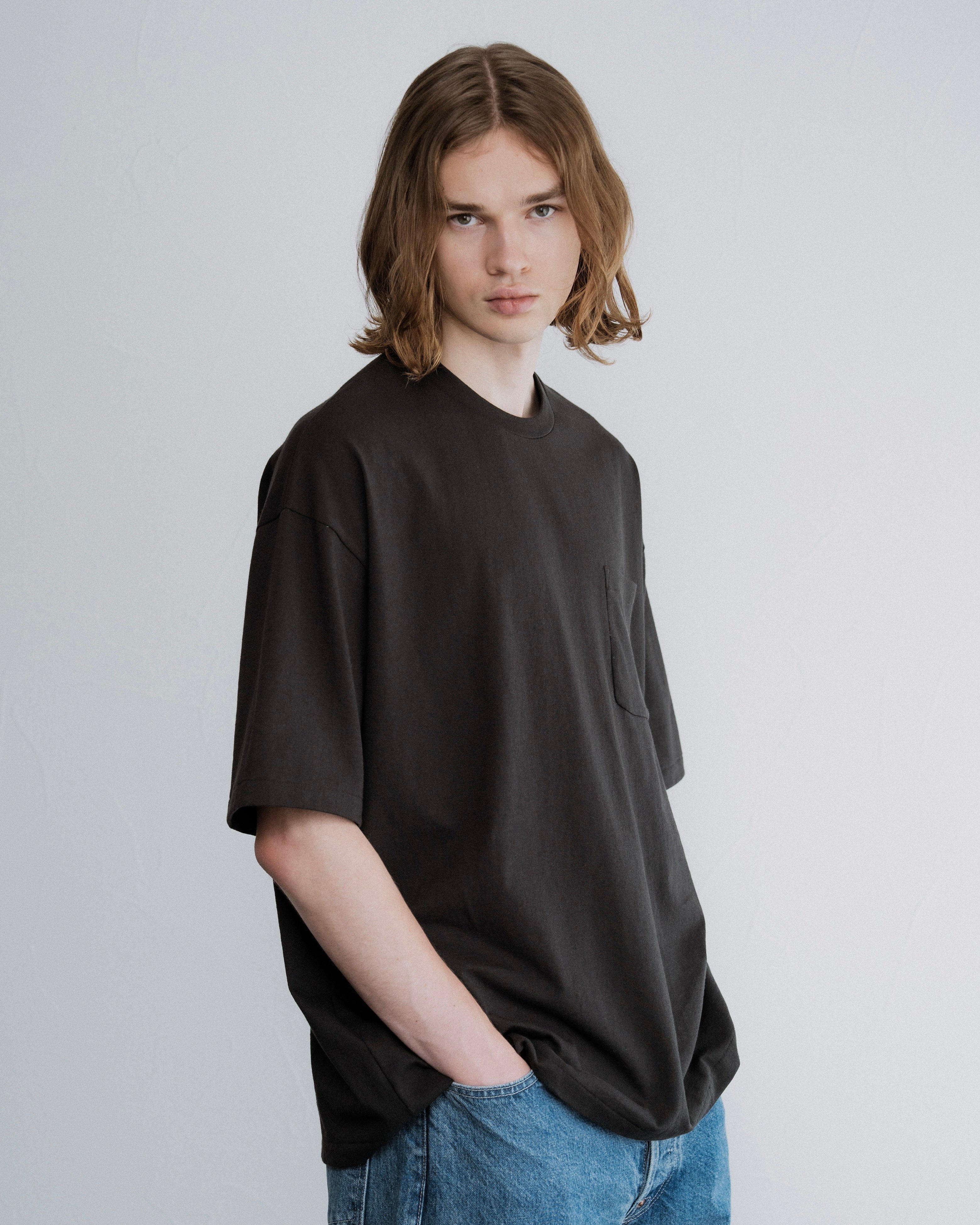 FOUNDOUR COTTON SHORT SLEEVE POCKET TEE BLACK