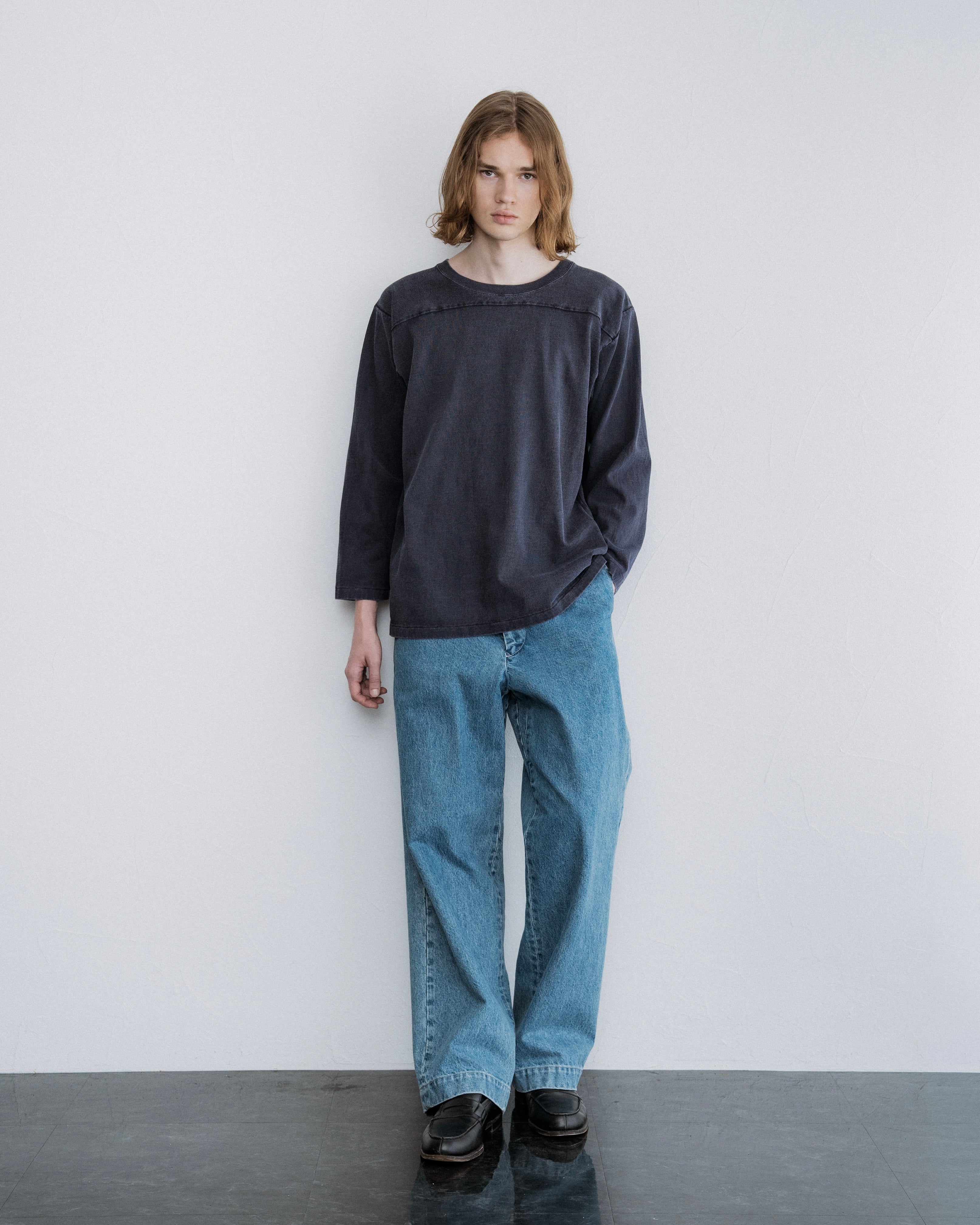 FOUNDOUR COTTON BD FADE  FOOTBALL TEE NAVY（ファウンダコットンボタンダウンフェードフットボールTシャツネイビー）｜ONLINE BOUTIQUE（オンラインブティック）