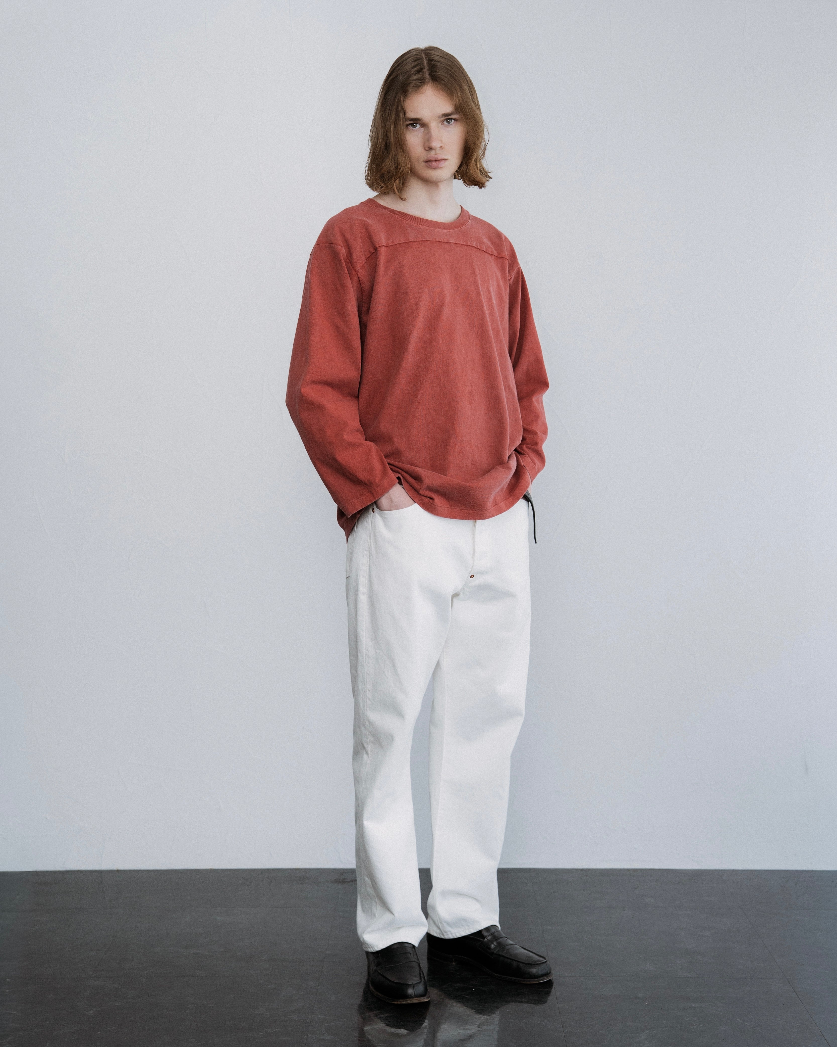 FOUNDOUR COTTON BD FADE  FOOTBALL TEE RED（ファウンダコットンボタンダウンフェードフットボールTシャツレッド）｜ONLINE BOUTIQUE（オンラインブティック）