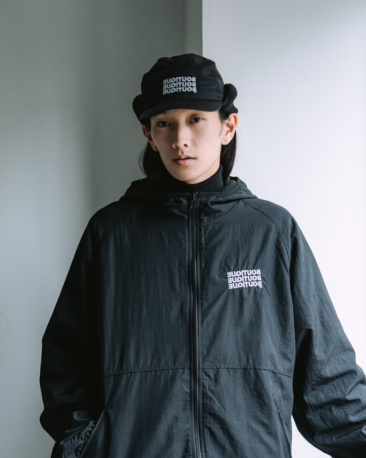 BOUTIQUE NYLON × FLEECE REVERSIBLE ZIP UP HOODIE BLACK（ブティックナイロン×フリースリバーシブルジップアップフーディーブラック）｜ONLINE BOUTIQUE（オンラインブティック）