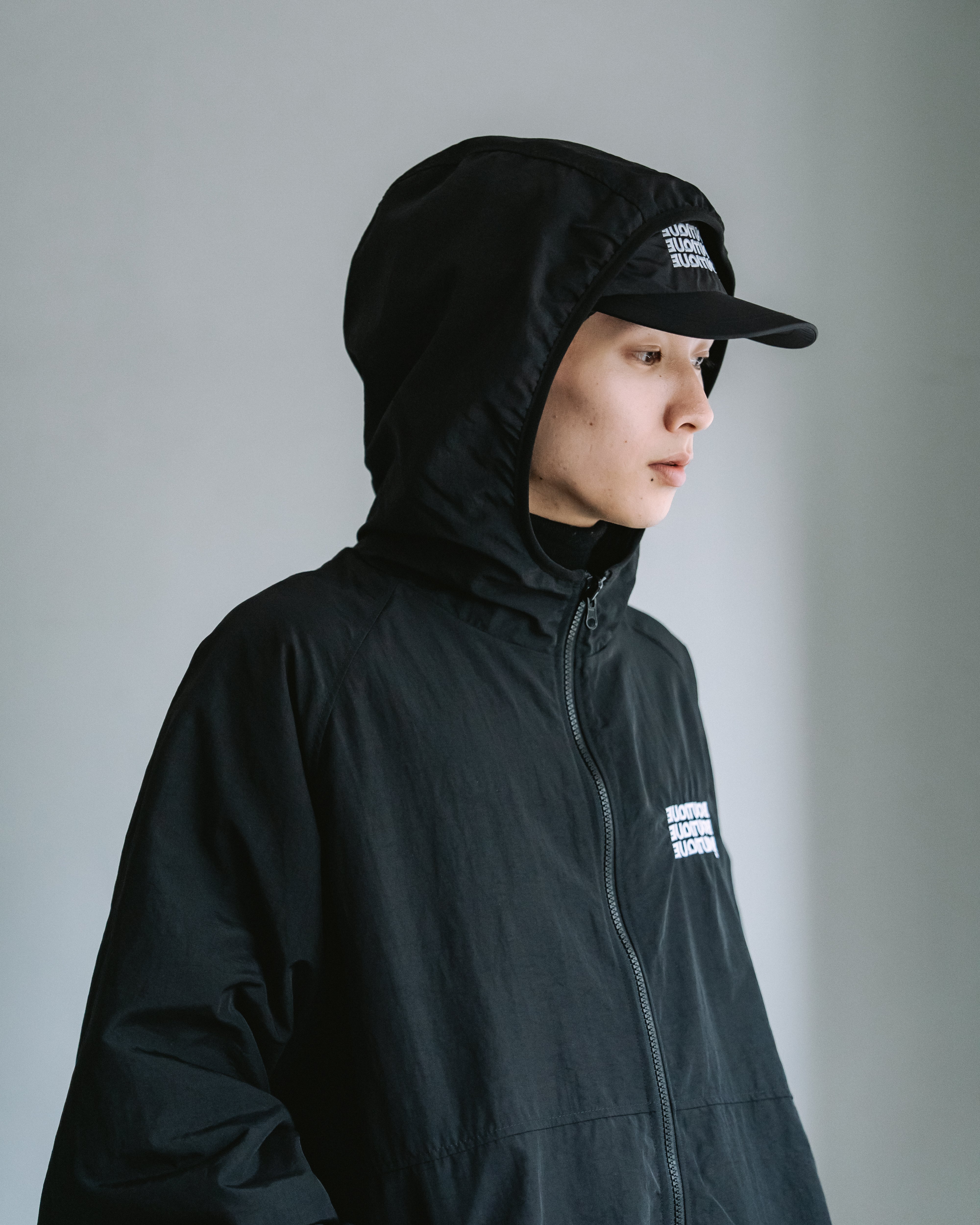 BOUTIQUE NYLON × FLEECE REVERSIBLE ZIP UP HOODIE BLACK（ブティック