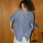 BOUTIQUE SHORT SLEEVE BOX SHIRT NAVY STRIPE（ブティックショートスリーブボックスシャツネイビーストライプ）｜ONLINE BOUTIQUE（オンラインブティック）